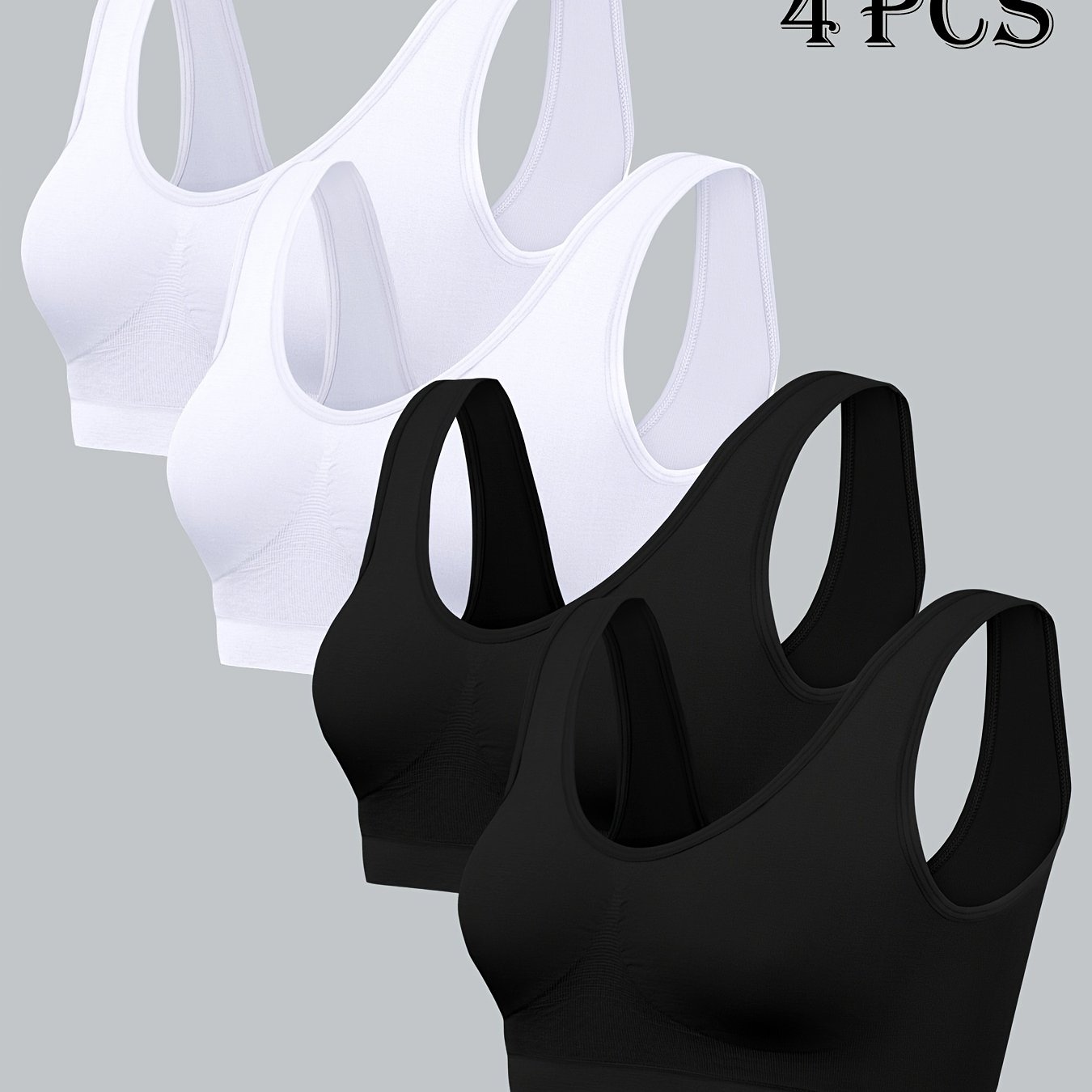 Set Of 4 Women' Sports Bras, Comfortable, Single-layer, Thin, Unpadded Lingerie