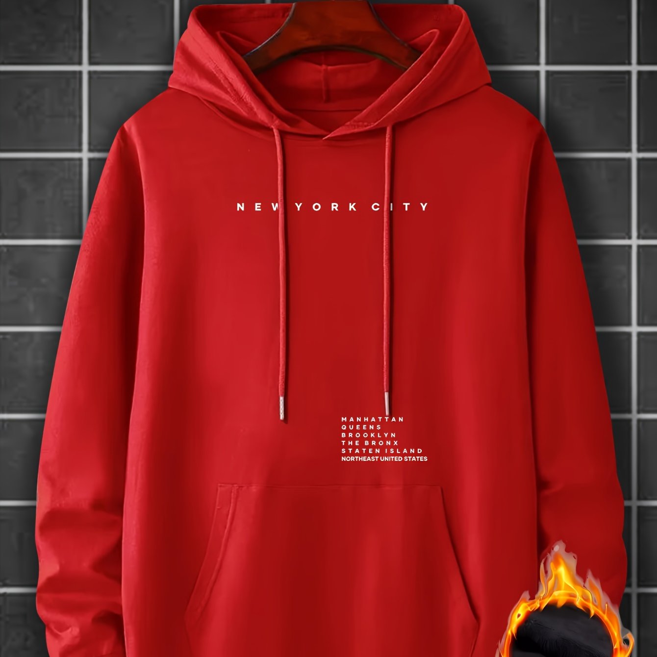 TEMU Fashionable Hooded Sweatshirt, Plus Size Men's Hooded Sweatshirt, Long Sleeve Hooded Sweatshirt With Heat Transfer Print, Sweatshirt, Small