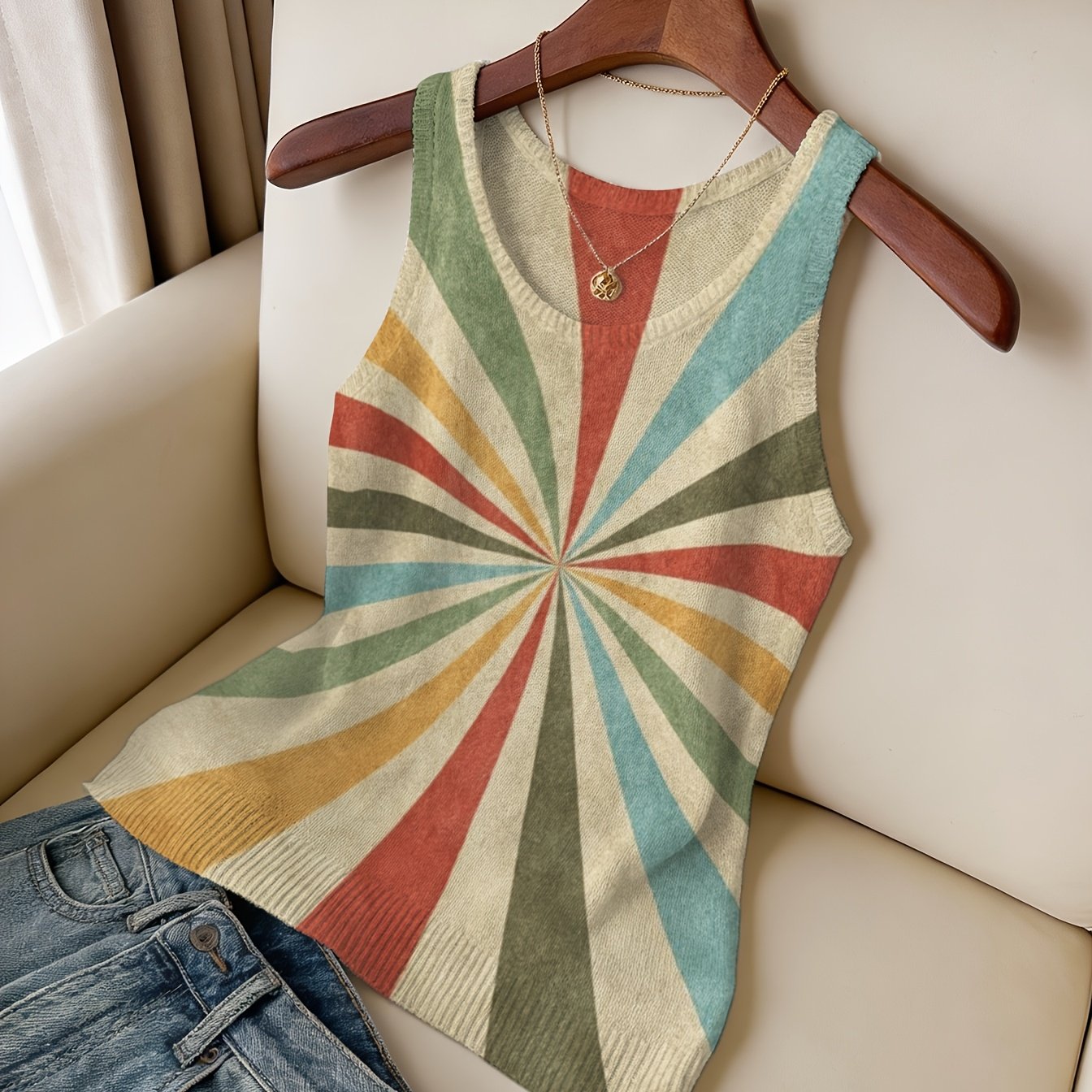 TEMU Gilet Pull Fin pour Femme, Vintage, et Accrocheur, Coupe Décontractée et Élégante, Plein , Tempérament , Rafraîchissant et Respirant, Non