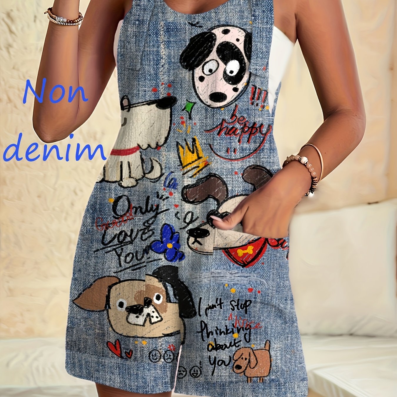 E-shop [Bedruckte Hosen - Kein Jeans-Stoff] Neue europäische und amerikanische Damenmode mit stylischen, lässigen Overalls mit Tierdruck aus -Denim,