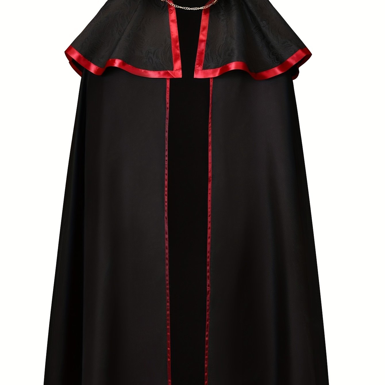Halloween Hot Medieval European Royal Cloak With Padded Shoulders, Unisex Retro Beaded Gear Chain Hooded Cape Costume