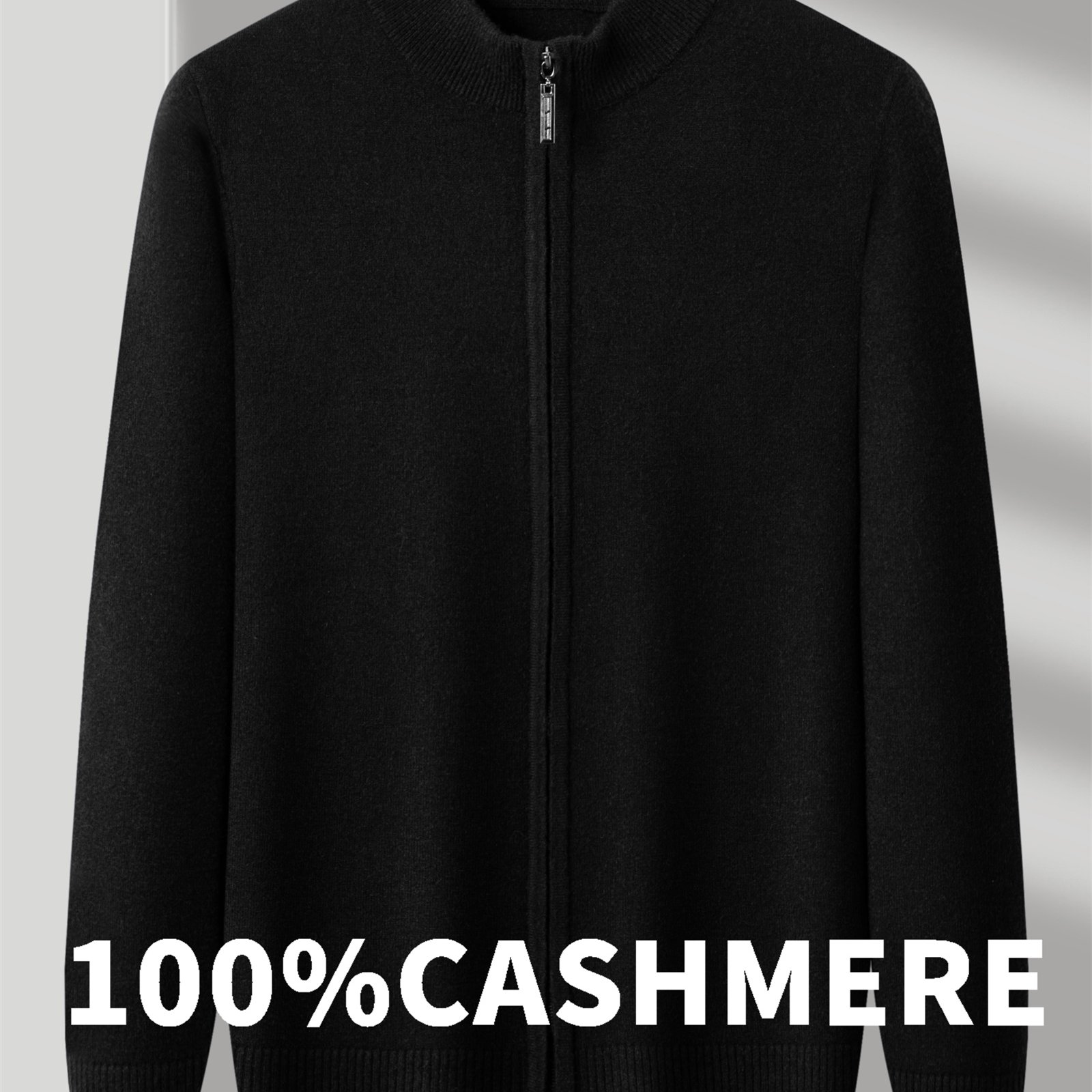 TEMU 100% Autumn Winter Knit 3d Solid Color Semi-high Neck Zipper Sweater, Basic Knit Cardigan For Men, Men's Fashion Knit Long Sleeve Jacket