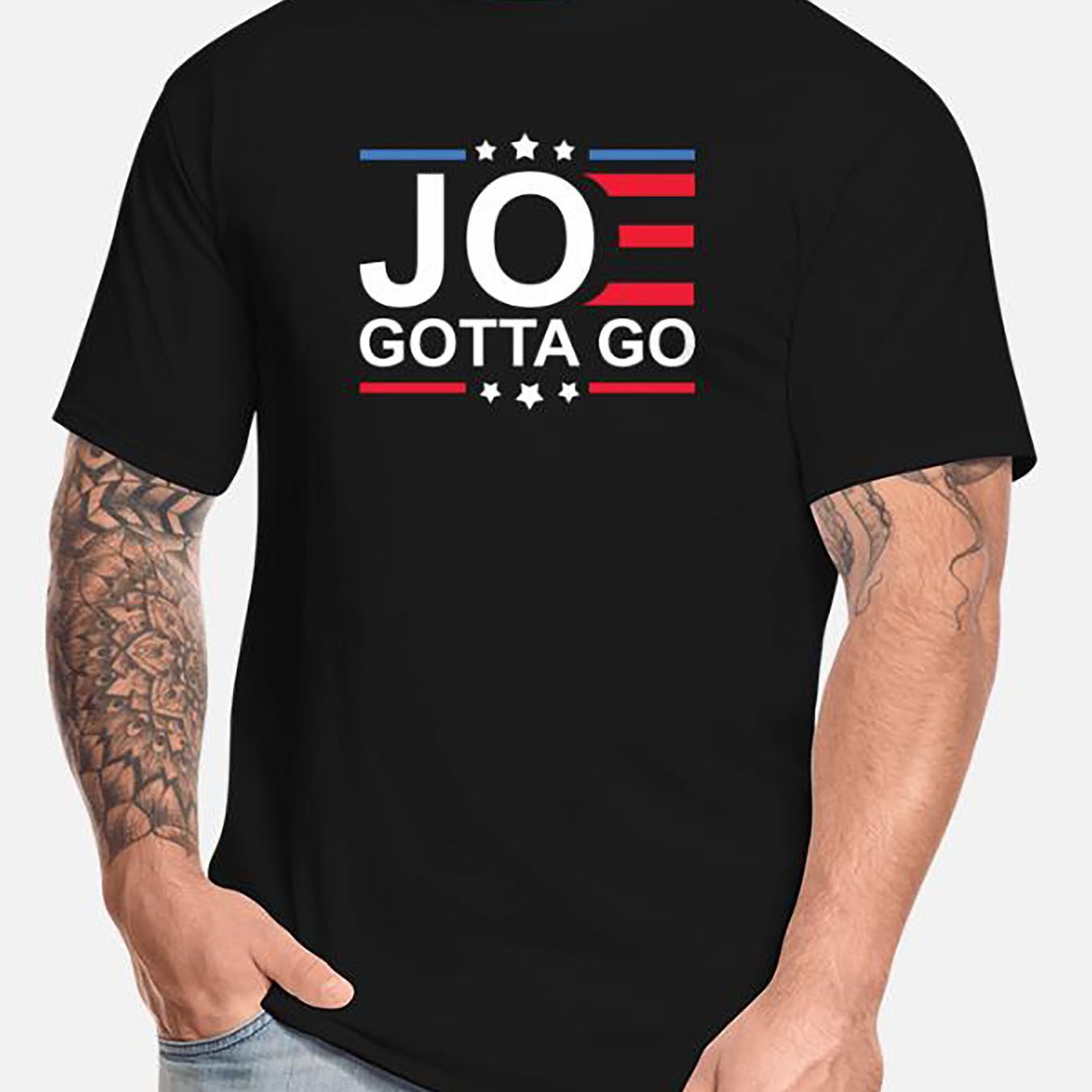 TEMU [political ] Men’s "joe " Graphic T-shirt - Funny Design, Black Short Sleeve Crewneck, 100% Cotton, Casual & , Tshirt | Humorous Graphic Tee | Machine Washable