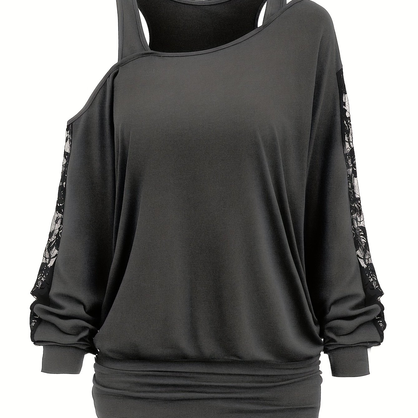 TEMU Look Lace Splicing Long Sleeve Top