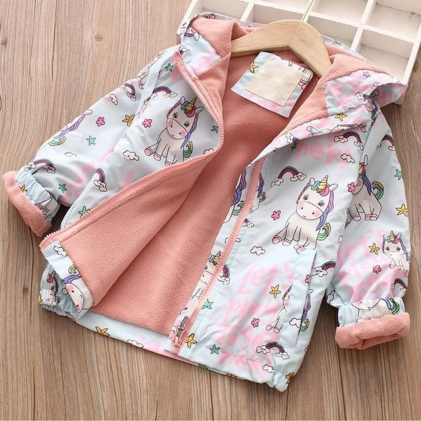 Girls' Warm Lined Double Layer Hooded Coat