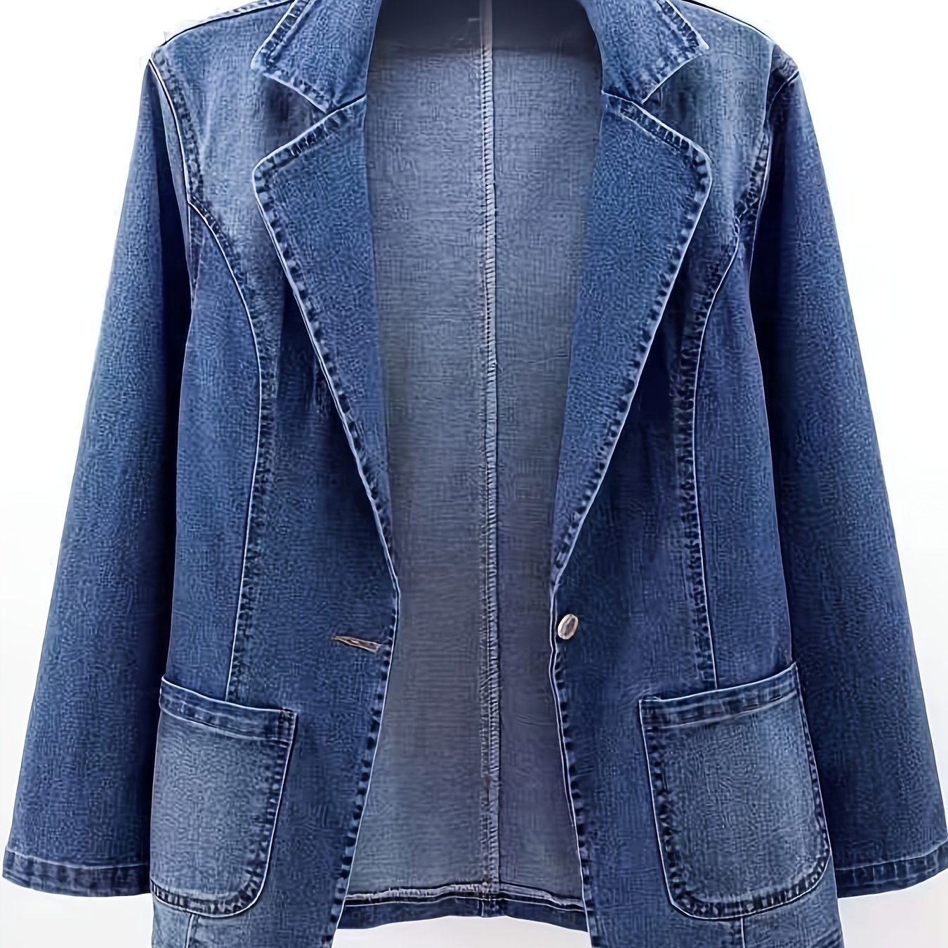 Image of A Stylish Women's Denim Jacket With Long Sleeves, Featuring A Slim Fit And A Retro Design, Perfect For Occasions