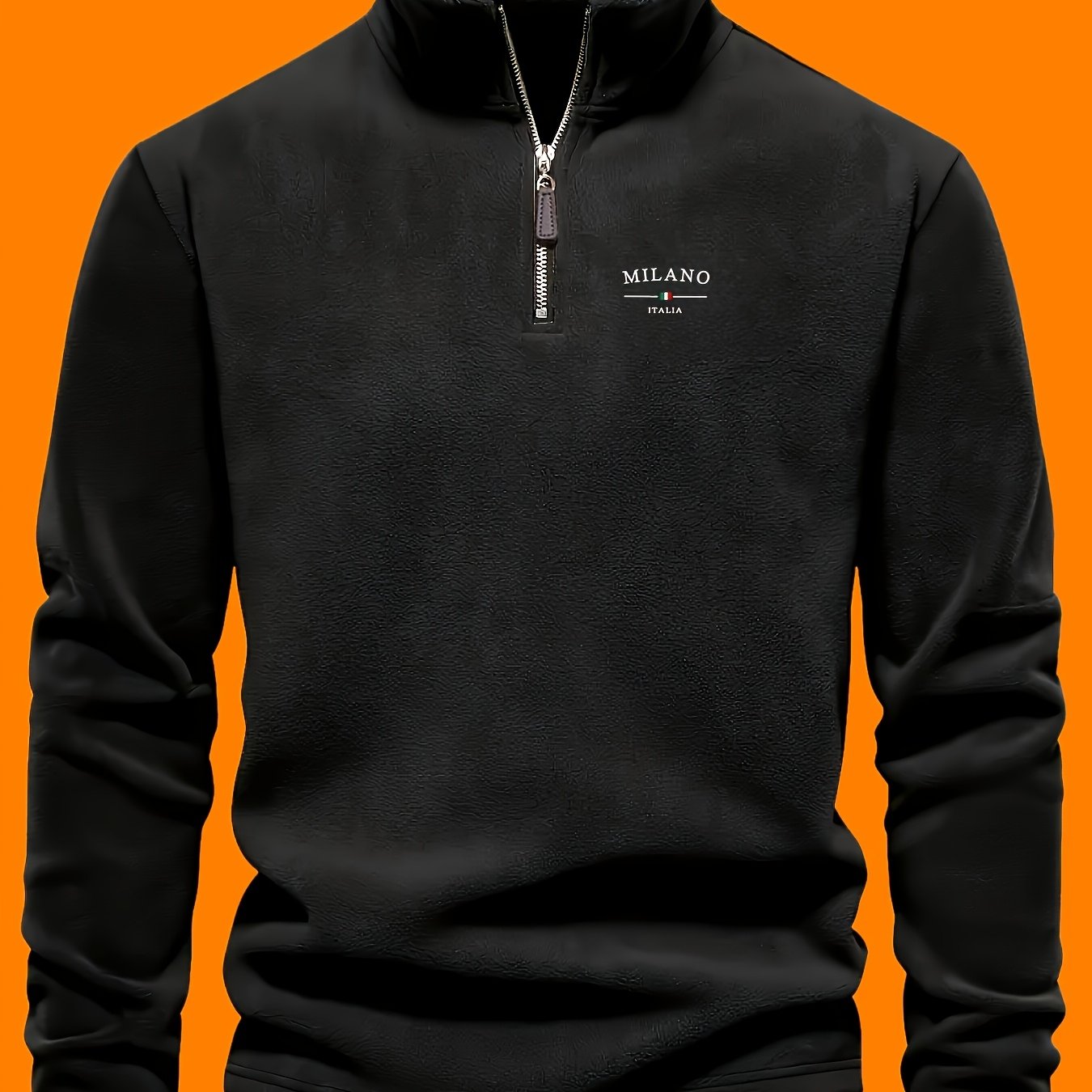 Image of Autumn Winter Men's Fleece Thickened Henley Collar Sweatshirt 1/4 Zip Warm Top Double-faced Fleece Jacket, New Season