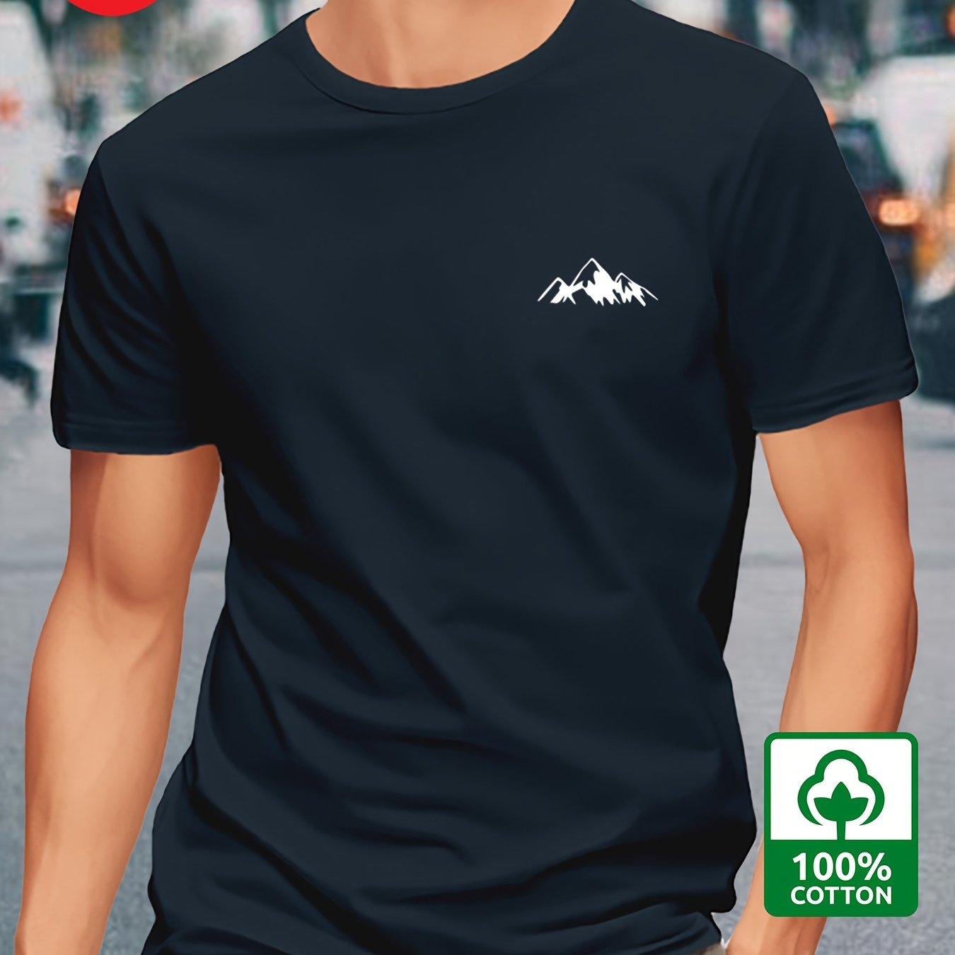 Image of T24-t240411-s Mountain 180g Men's Short Sleeve Print T-shirt