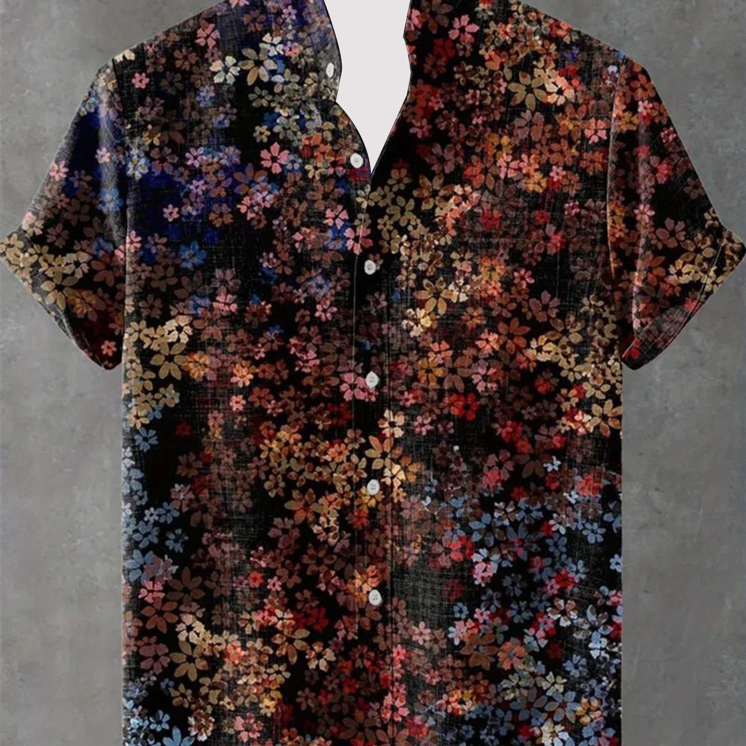 TEMU Printed Design â Not Textured/embroidery/sequins Not Jean Print Men's Tropical Floral Hawaiian Shirt - Lightweight Button- Beach Shirt, Red,