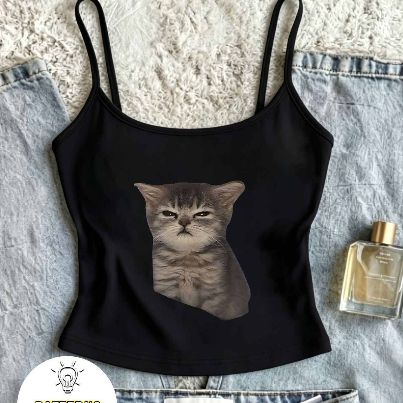 TEMU New Summer Trendy Women's Mini Cami Crop Top - High-end Fashionable, Fun, Unique, Niche Y2k Dark, Cool, Versatile, Casual, Relaxed,, Cute,