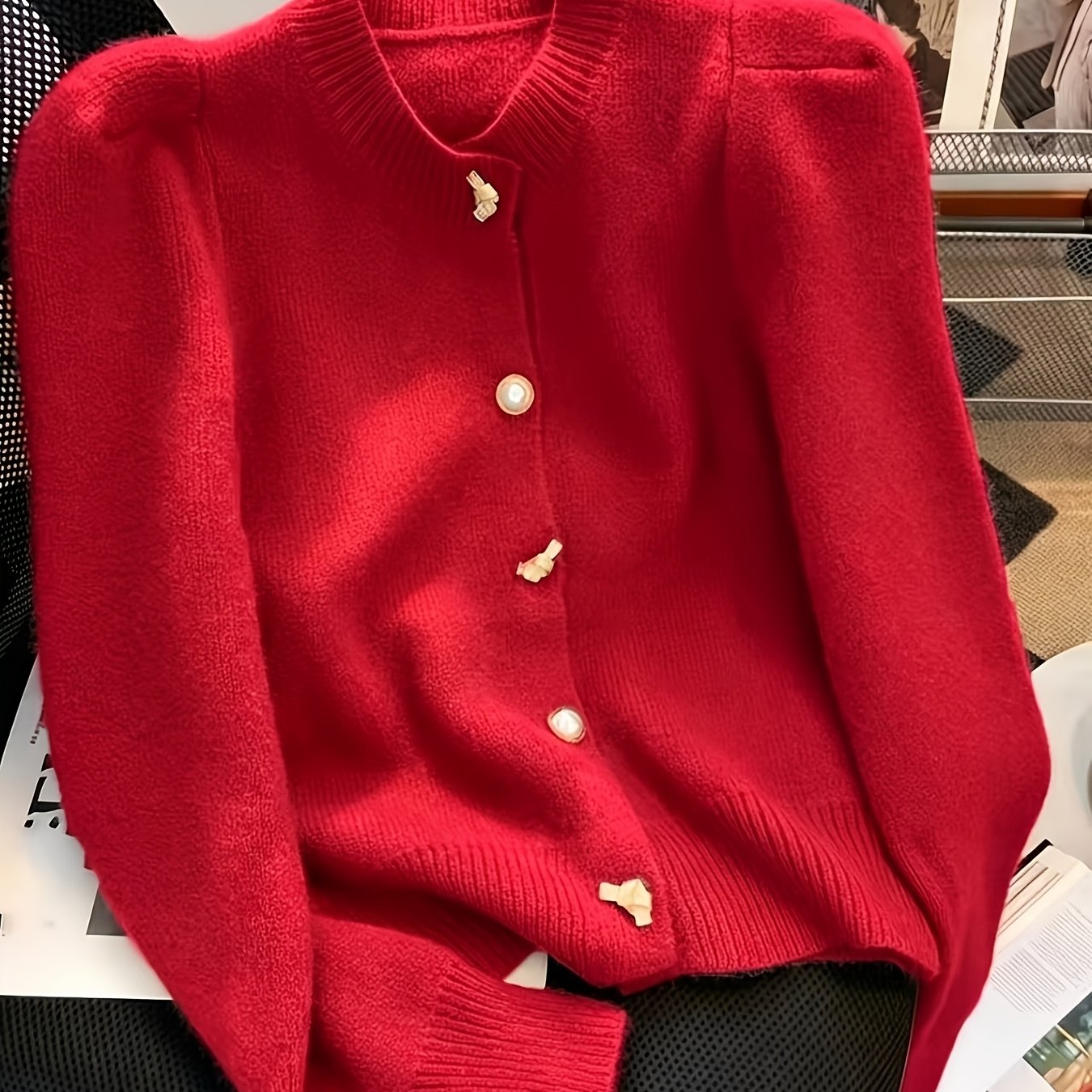 TEMU Elegant Directional Lazy Style Cardigan Sweater