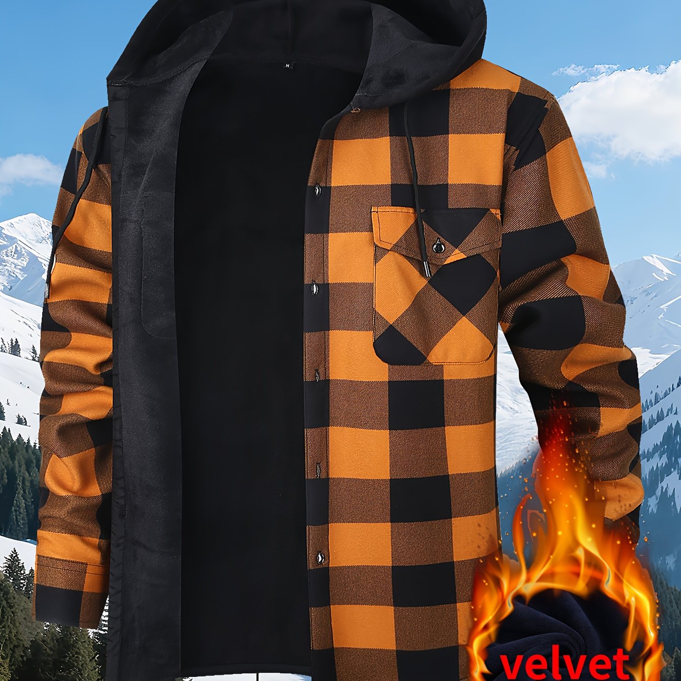 TEMU New Year : A Warm, Thick Fleece Hooded Jacket For Men, Perfect For , Hiking, Hunting, And Everyday Use