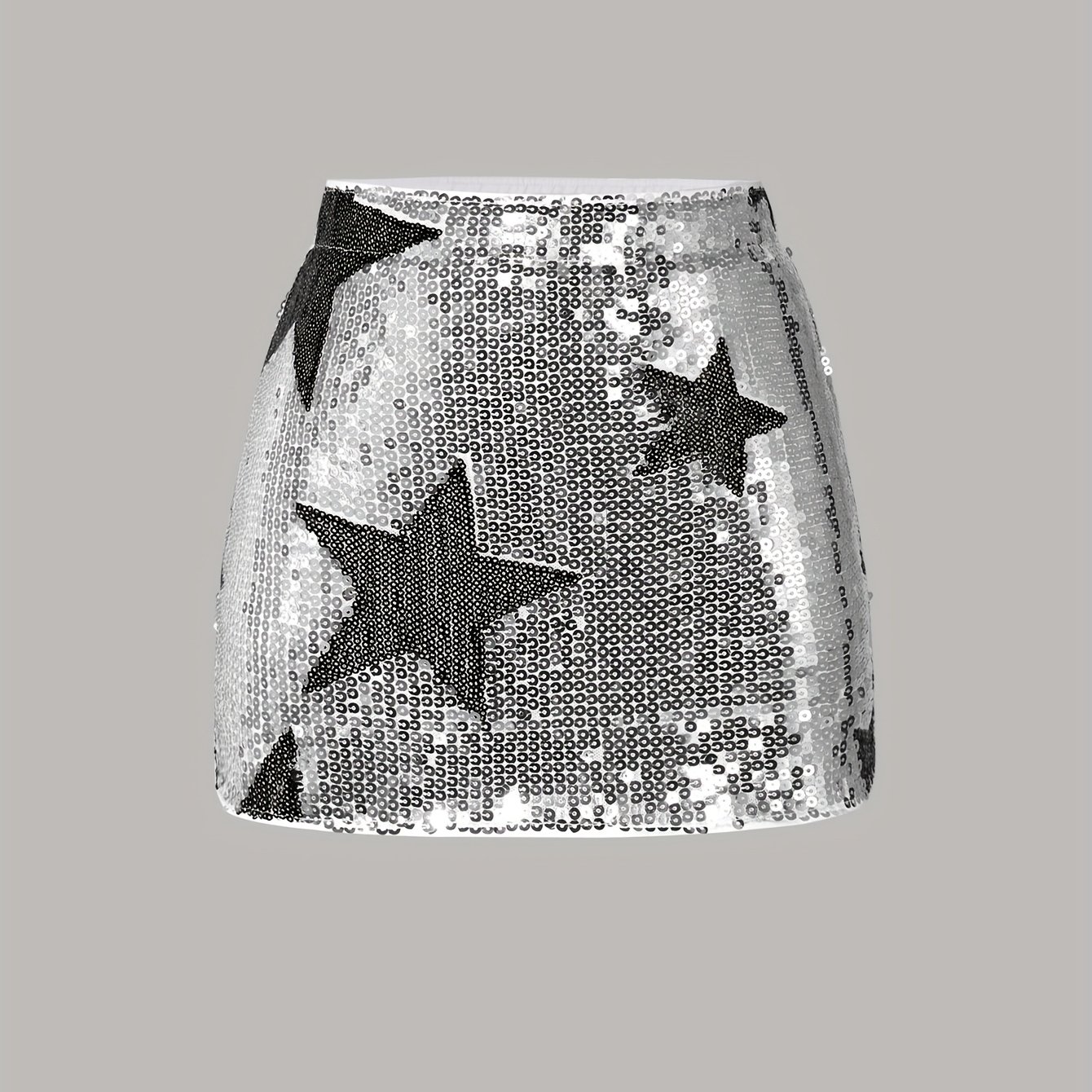 European And American Girls' Style Sequined Cold-shoulder Skirt, Modern