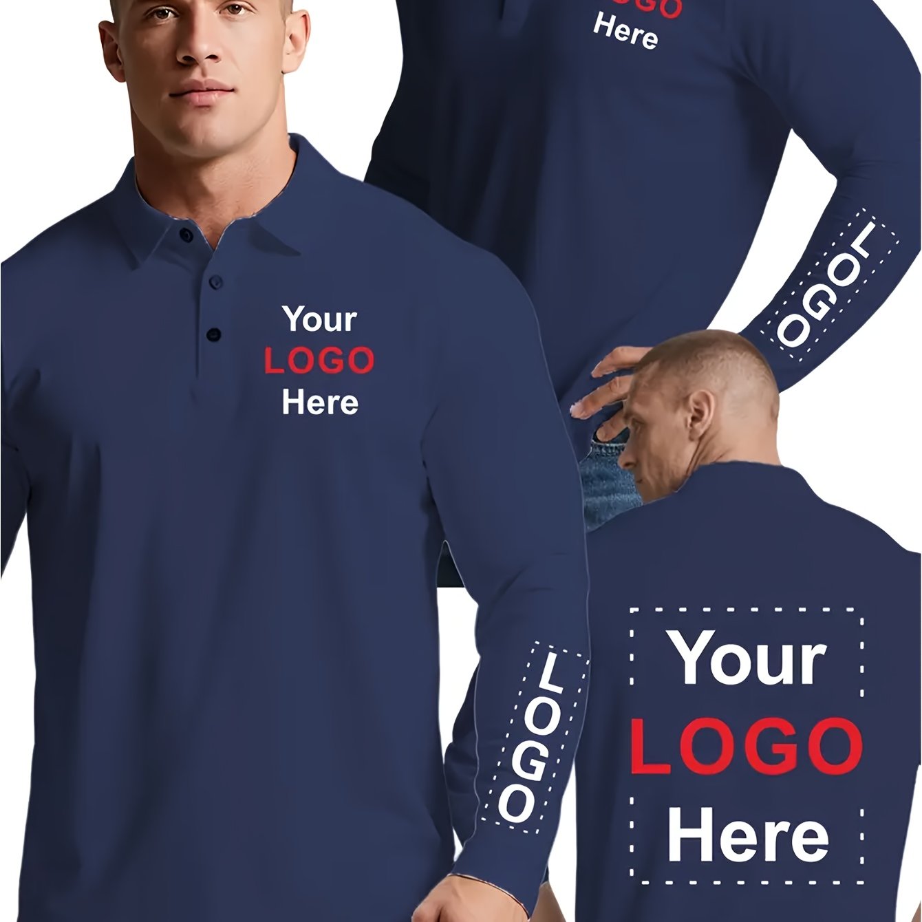 TEMU Gepersonaliseerd POLO-shirt voor heren, sneldrogend, ademend en lichtgewicht, gepersonaliseerd ontwerp beschikbaar op borst/rug/mouwen, perfect