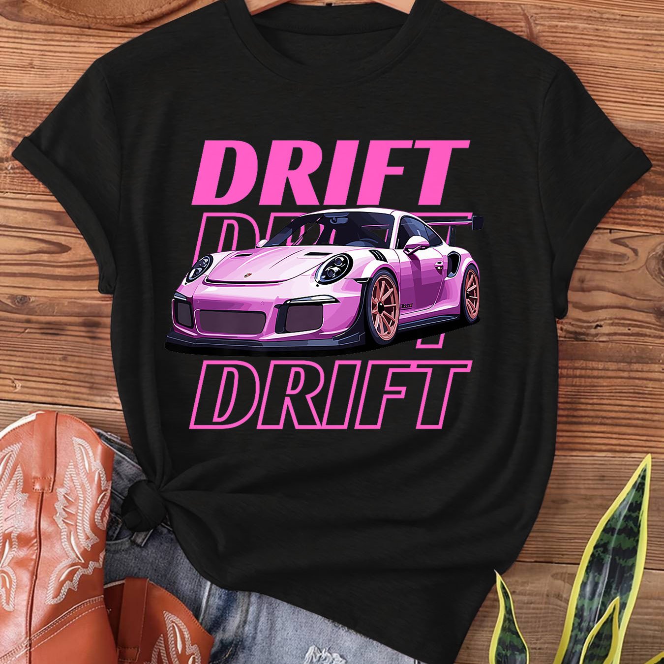 TEMU T-shirt imprimé Car Street Drift, manches courtes et col rond décontracté pour l'été & , Vêtements pour femmes
