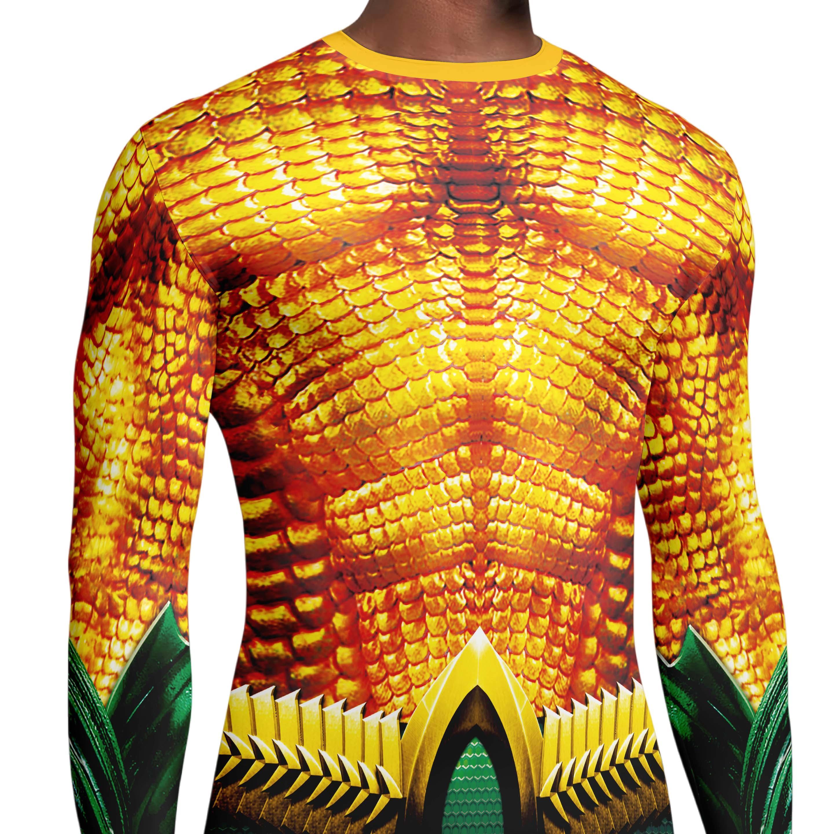 TEMU Men's Long-sleeve Athletic Compression Top Featuring A Geometric 3d Printed Design, Ideal For Gym Workouts, Running, And Outdoor Activities