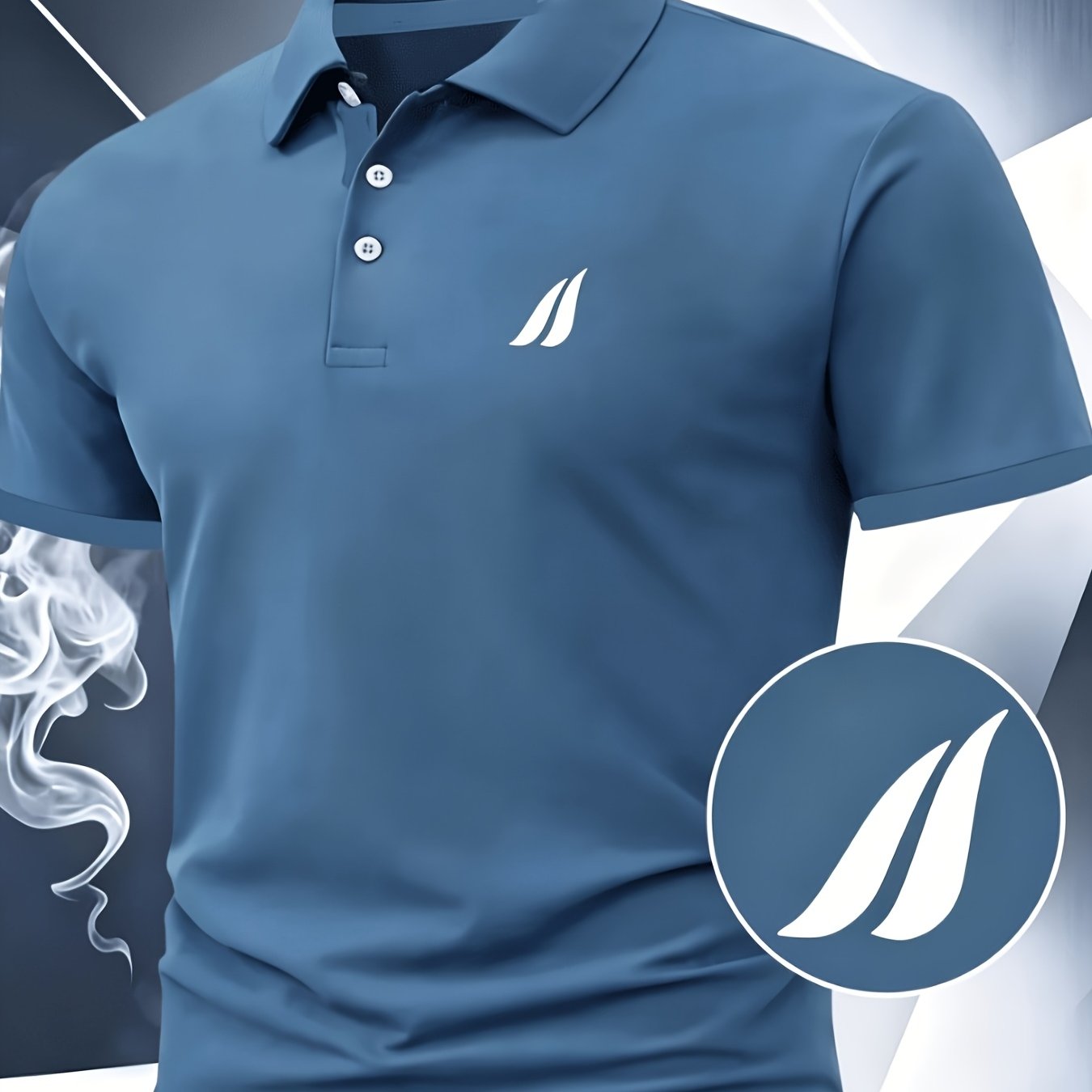 TEMU Men's Casual Business Short-sleeved Shirt- Geometric Pattern Print, Turned- Collar, Front, Regular Fit, Suitable Outdoor Sports And Casual Wear,