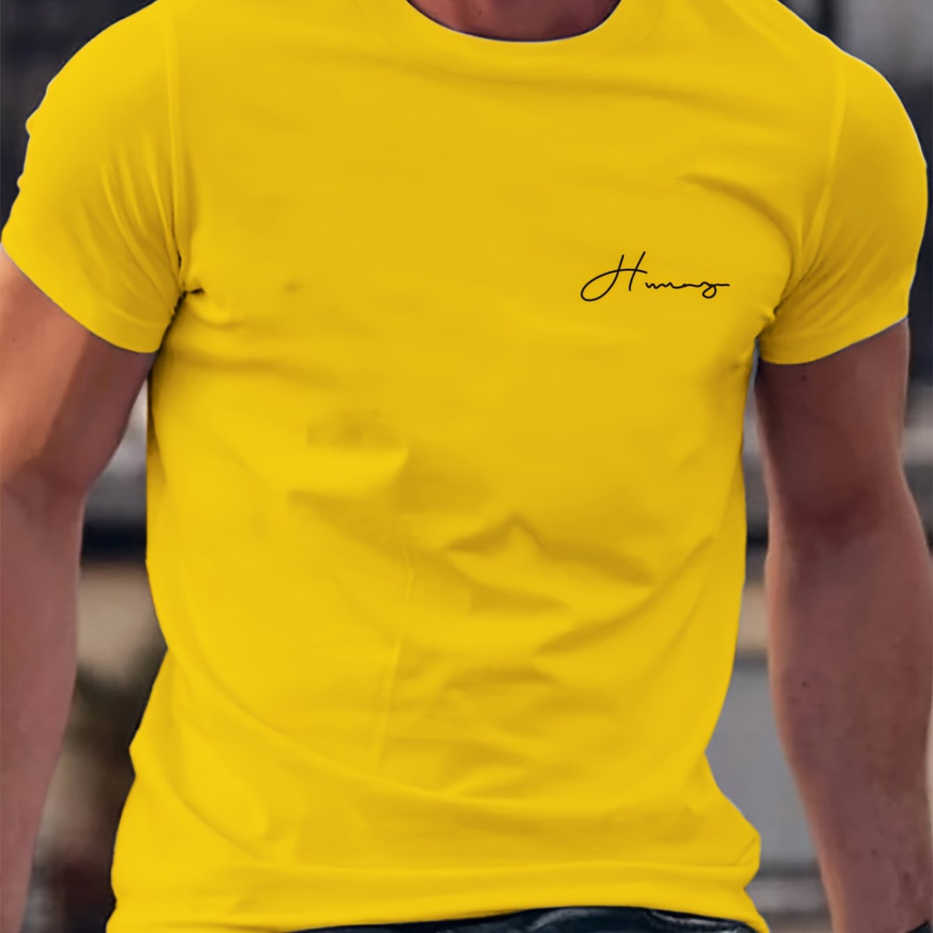 Image of Men's Summer Short Sleeve T-shirt - Casual Round Neck Blouse With Letter 't' | Relaxed Fit For Home & Casual Attire | Breathable Summer Top | Short Sleeve Shirt (hand Wash/dry) | Non- For | New