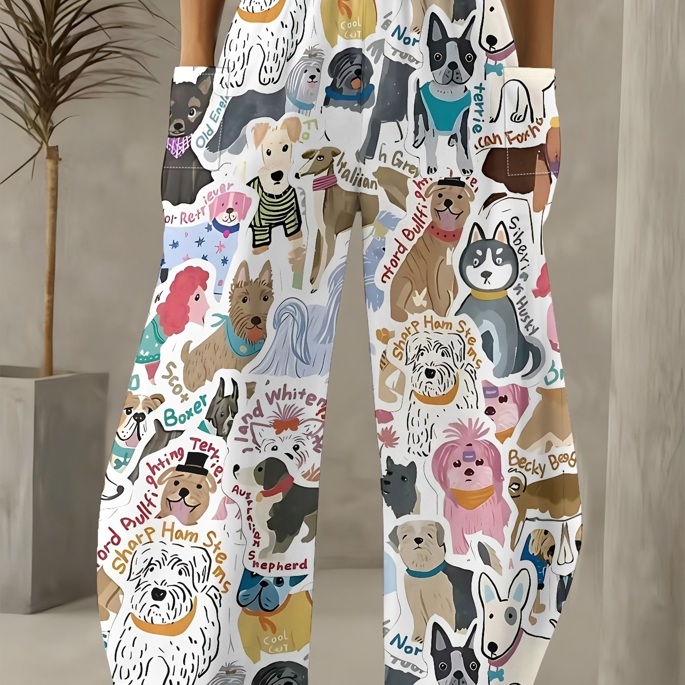 TEMU Pantaloni da donna essenziali i , , casual, , facili, versatili, ampi, stampati, a larga - 0496