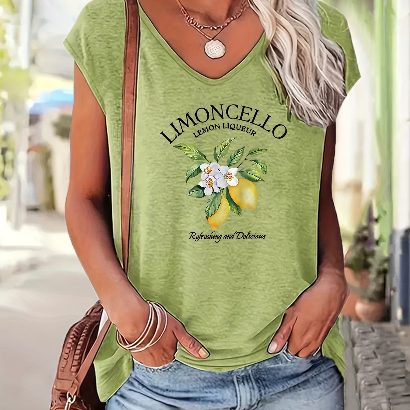 TEMU Plus Size, V-neck Cap Sleeve Women's V-neck Tank Top T-shirt Casual Sleeveless Shirt V-neck Regular Length Lightweight Stretch Fabric, Versatile