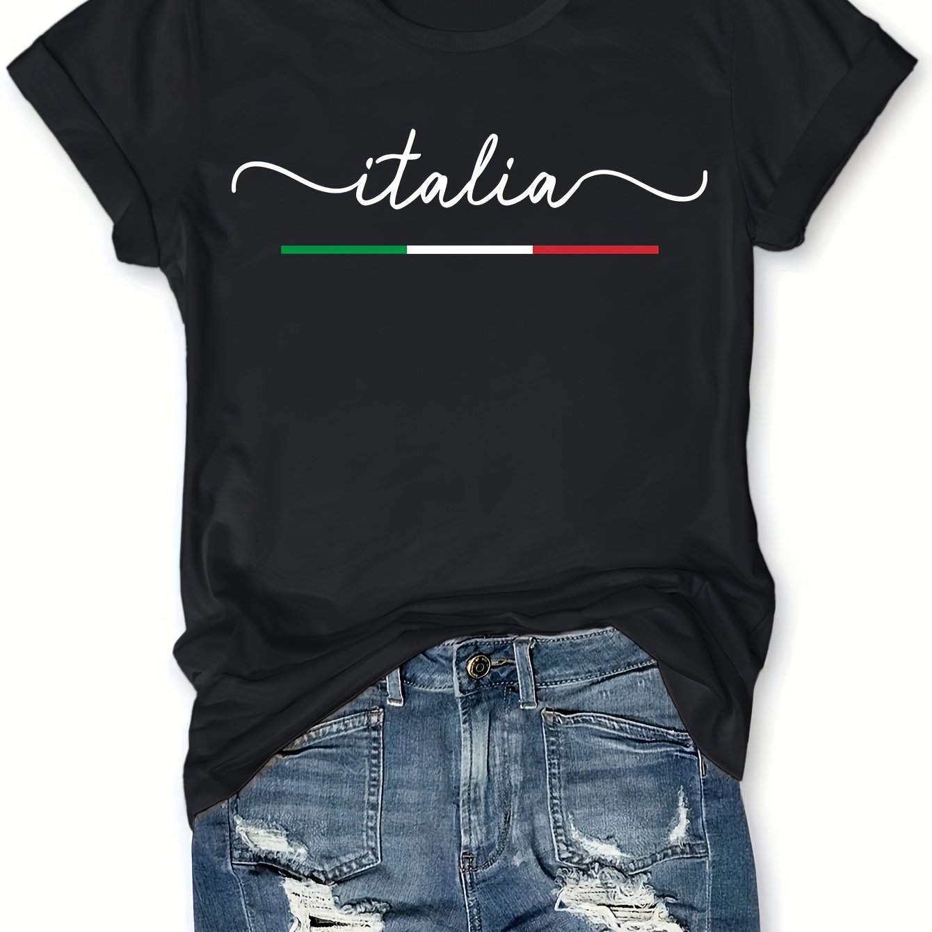 TEMU Graphic T-shirt, Cute Cartoon Short Sleeve Crew Neck Shirt, Casual Everyday Tops, Women's Clothing