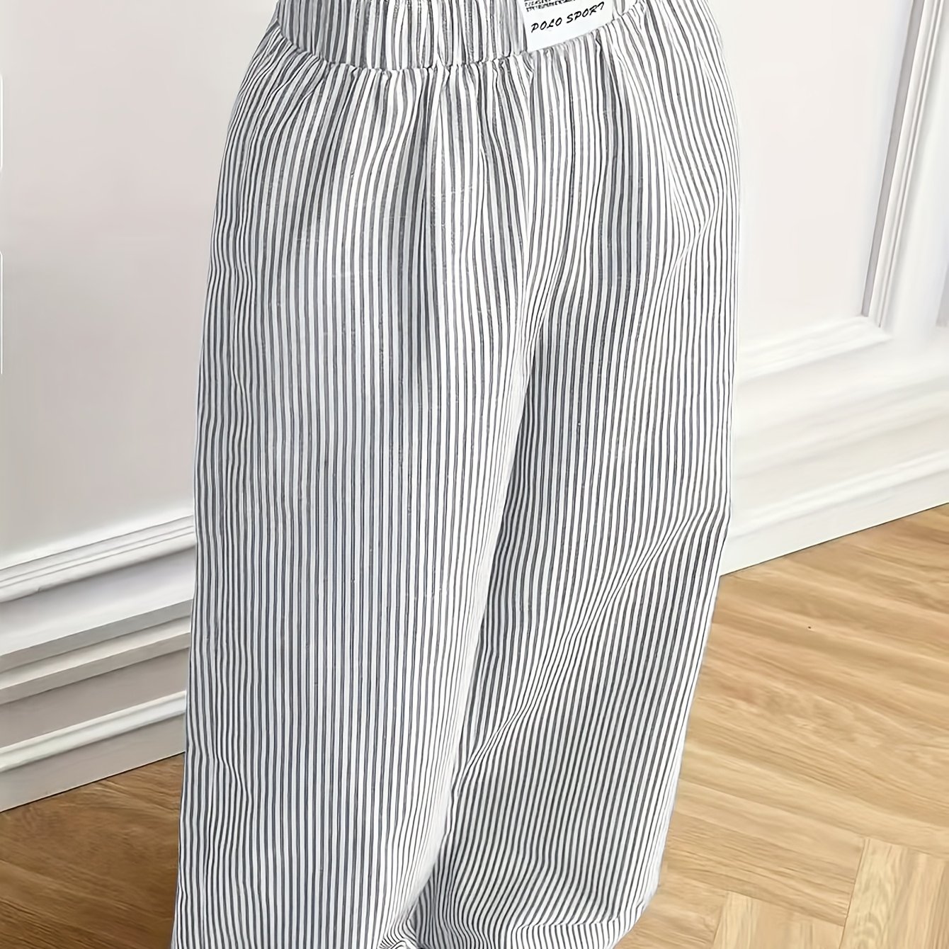 Image of Women's Blue Striped Wide-leg Pants