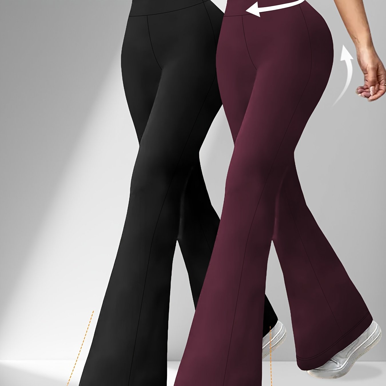 TEMU 2 pzas. Pantalones campana de cintura super suaves para mujer, control abdominal, no transparentes, para yoga y running