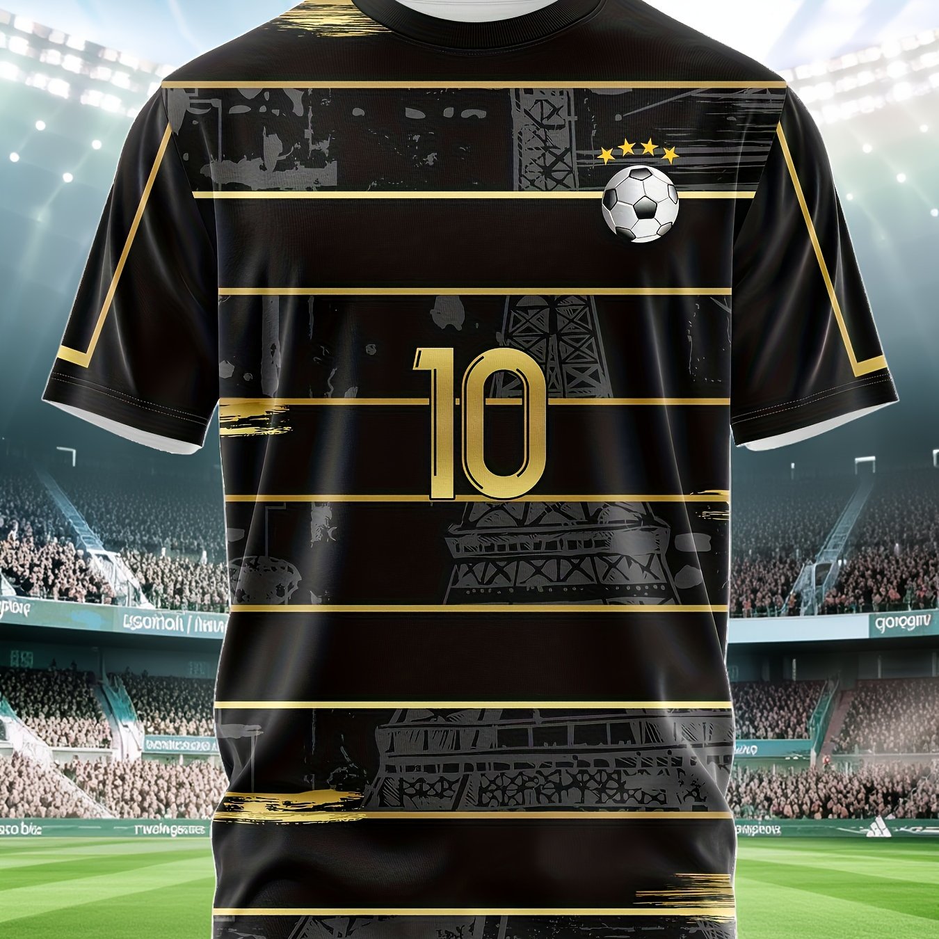 TEMU Men's Football Party Training Jersey, , Outdoor Sports T-shirt, Fan Top, Round Neck, Breathable Short Sleeves, European Size