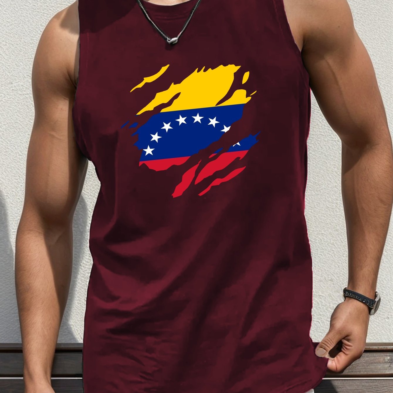 TEMU Venezuela Flag Standard Size Men's Vest
