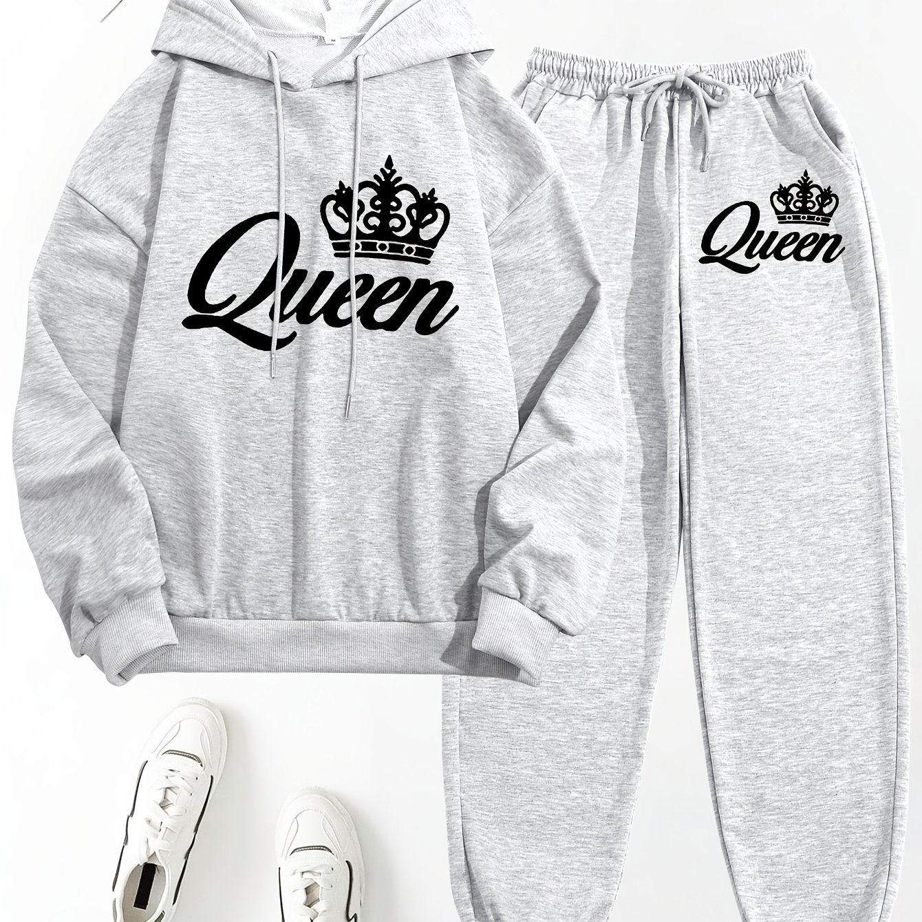 TEMU Women's 2pcs Set, Printed Hooded Top And Pants Set, Women's Clothing