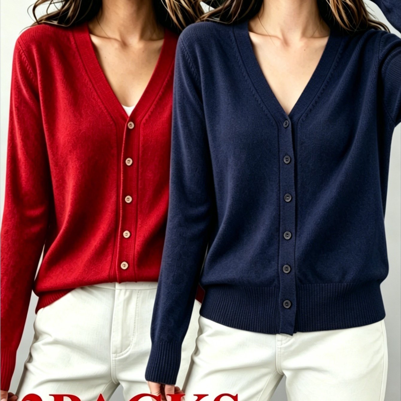 TEMU 2pcs (2-pack) Women's Soft Cardigan Sweater - V-neck Button Button-front Closure, -line Regular Fit Button Collar Sweaters Suitable For Daily