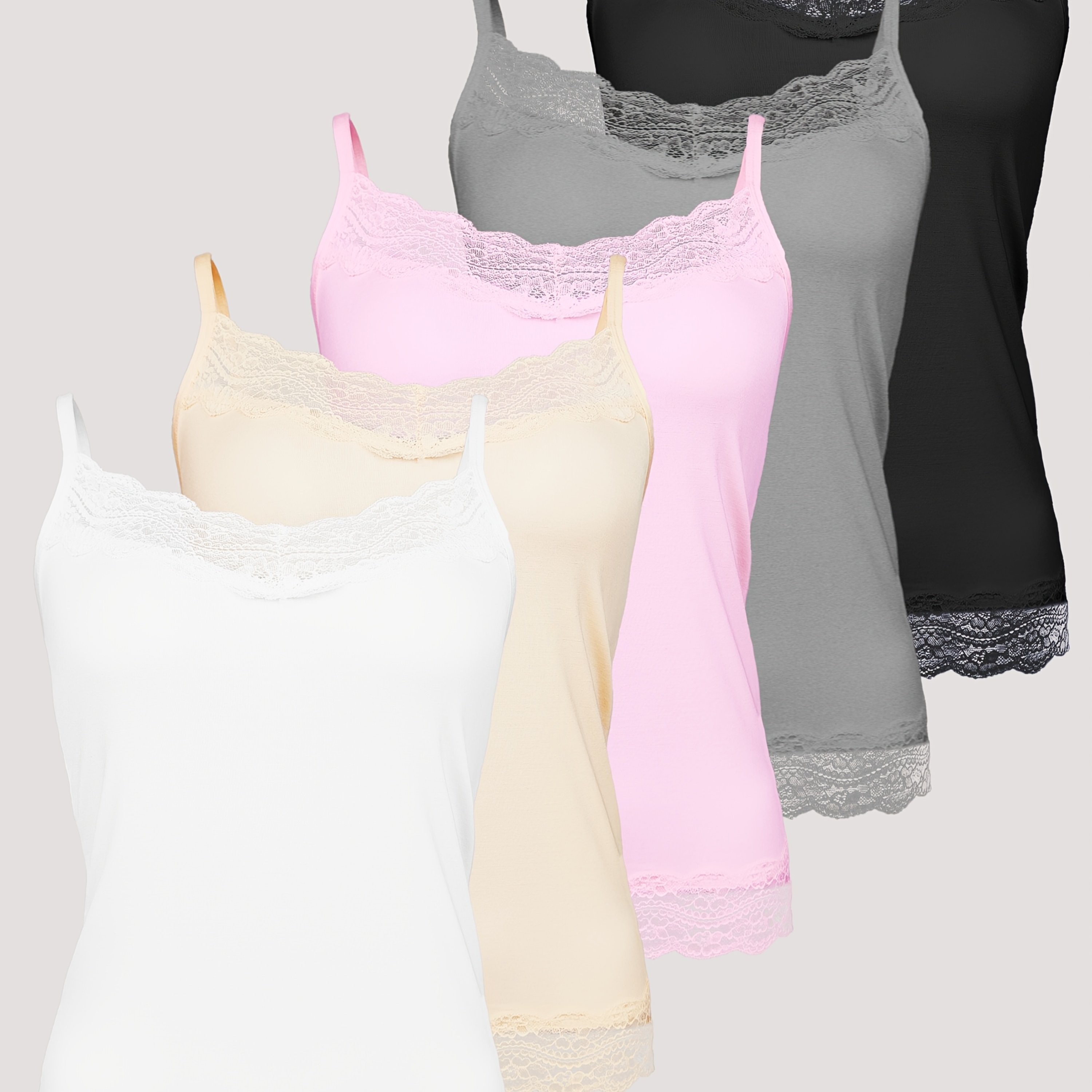 TEMU 5pcs Women's Lace Camisole Vest, Lightweight And Breathable Inner Top, Solid Layer Shirt