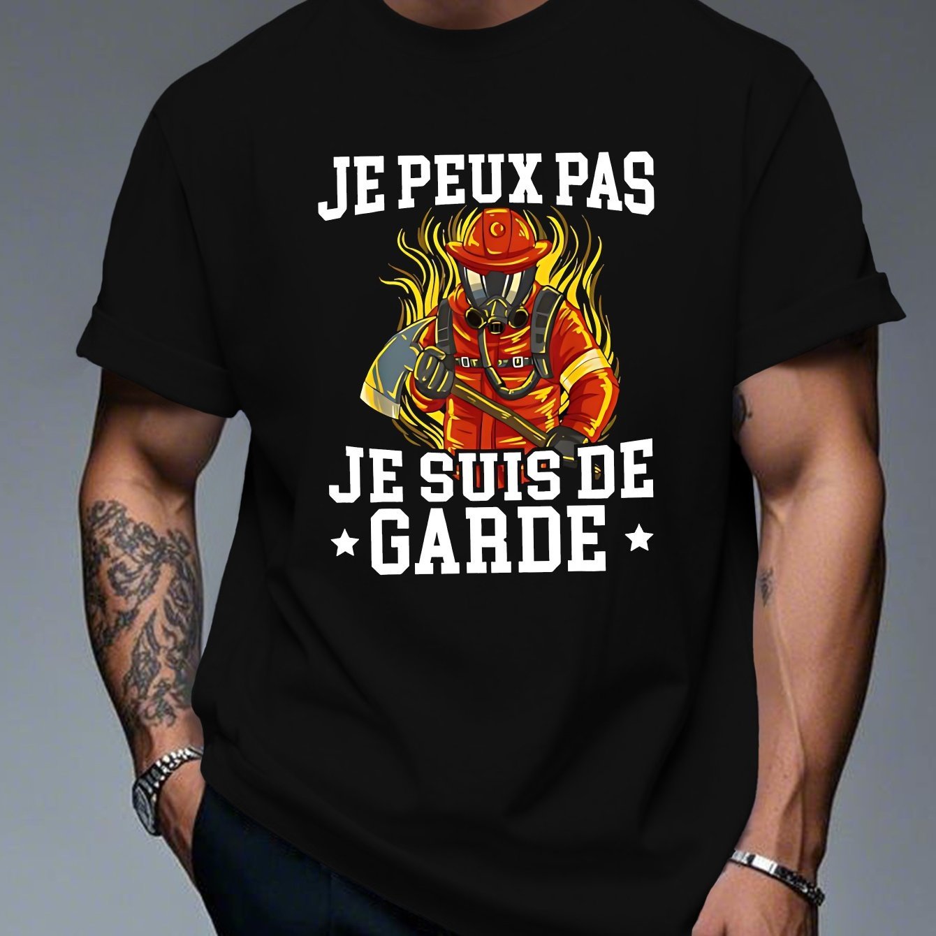 TEMU T-shirt humoristique français pour homme à manches courtes, haut d'été