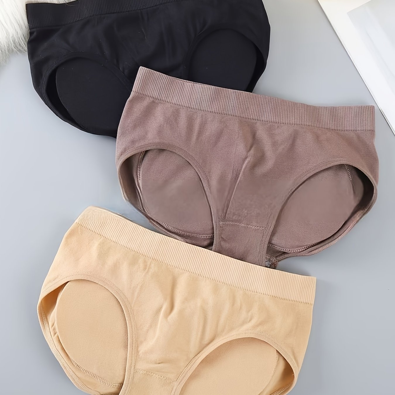 TEMU 3pcs High-elastic Fake Removable Sponge Pad Panties Women's Lifting Hip Lifting Triangle Pants Enhancement Hip