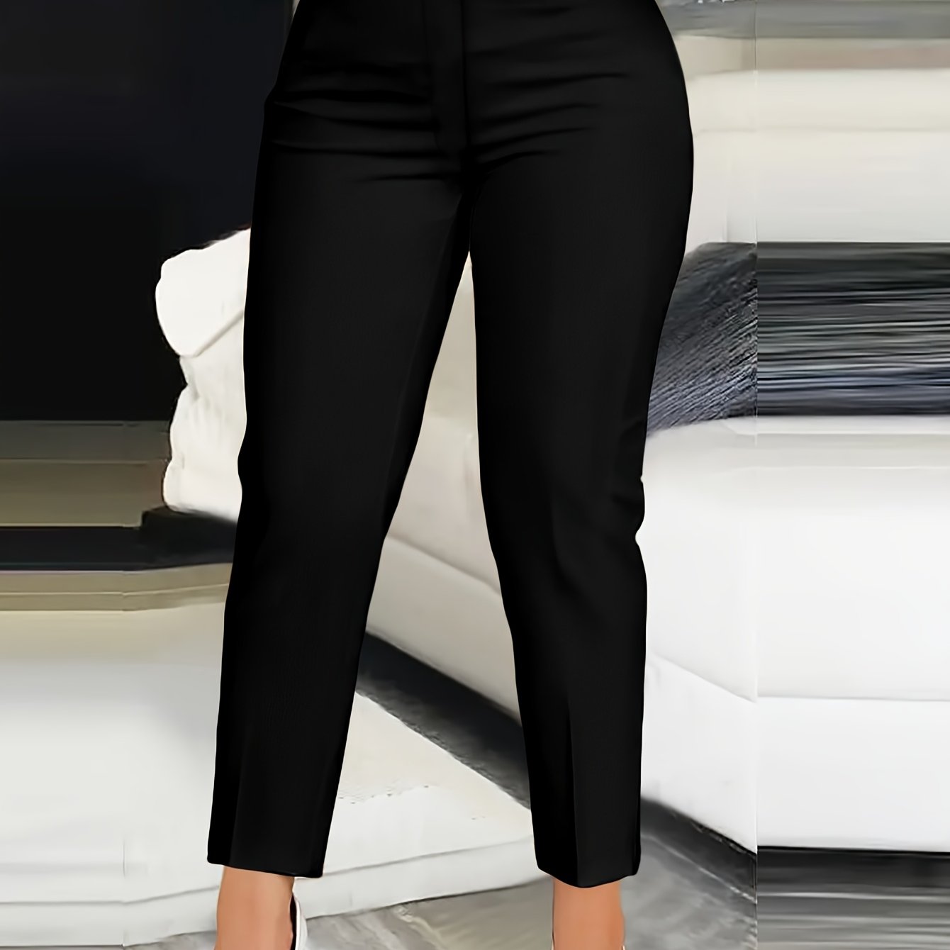 TEMU Women's High-waist Casual Solid-color Office Trousers