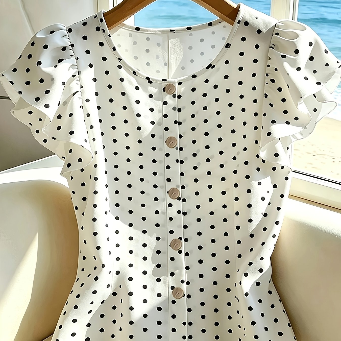 TEMU Women's 2026 Spring/autumn Season Loose Polka Dot Top, Women's Shirt, Casual Vacation