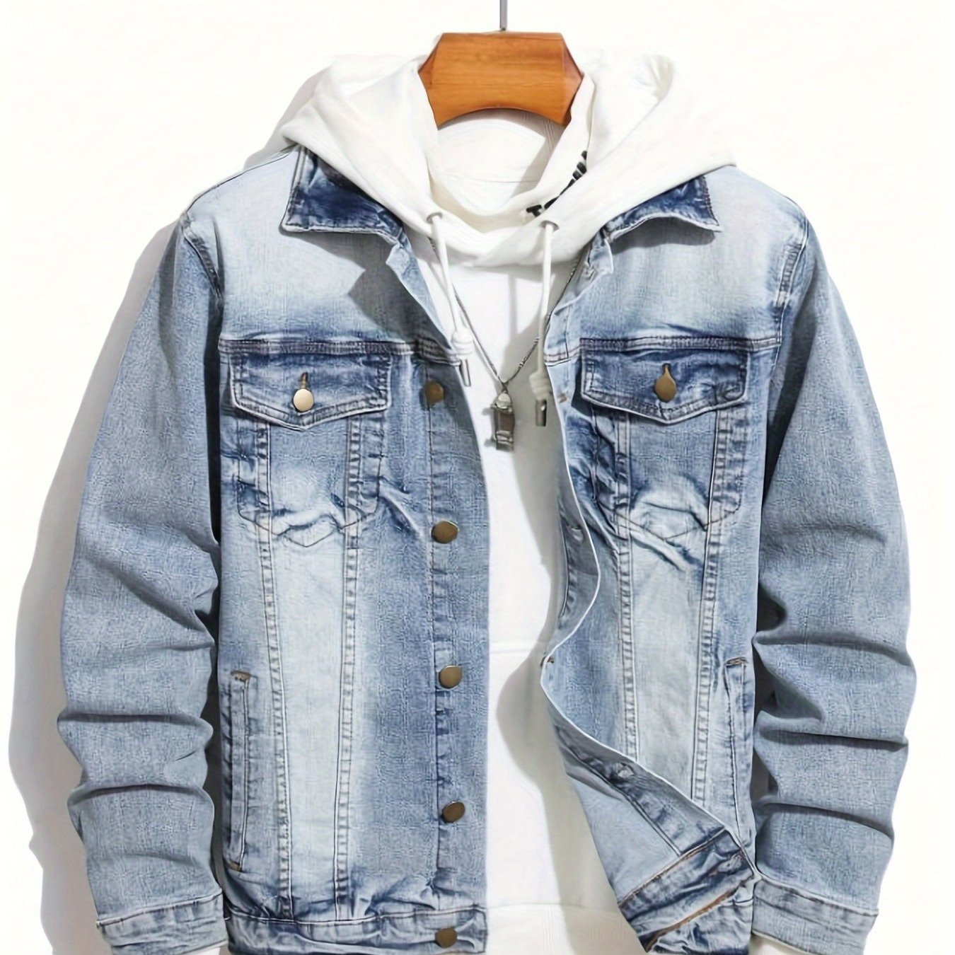 TEMU Veste en Jean Décontractée Polyvalente pour Homme en Coton Pur HME Slim Fit