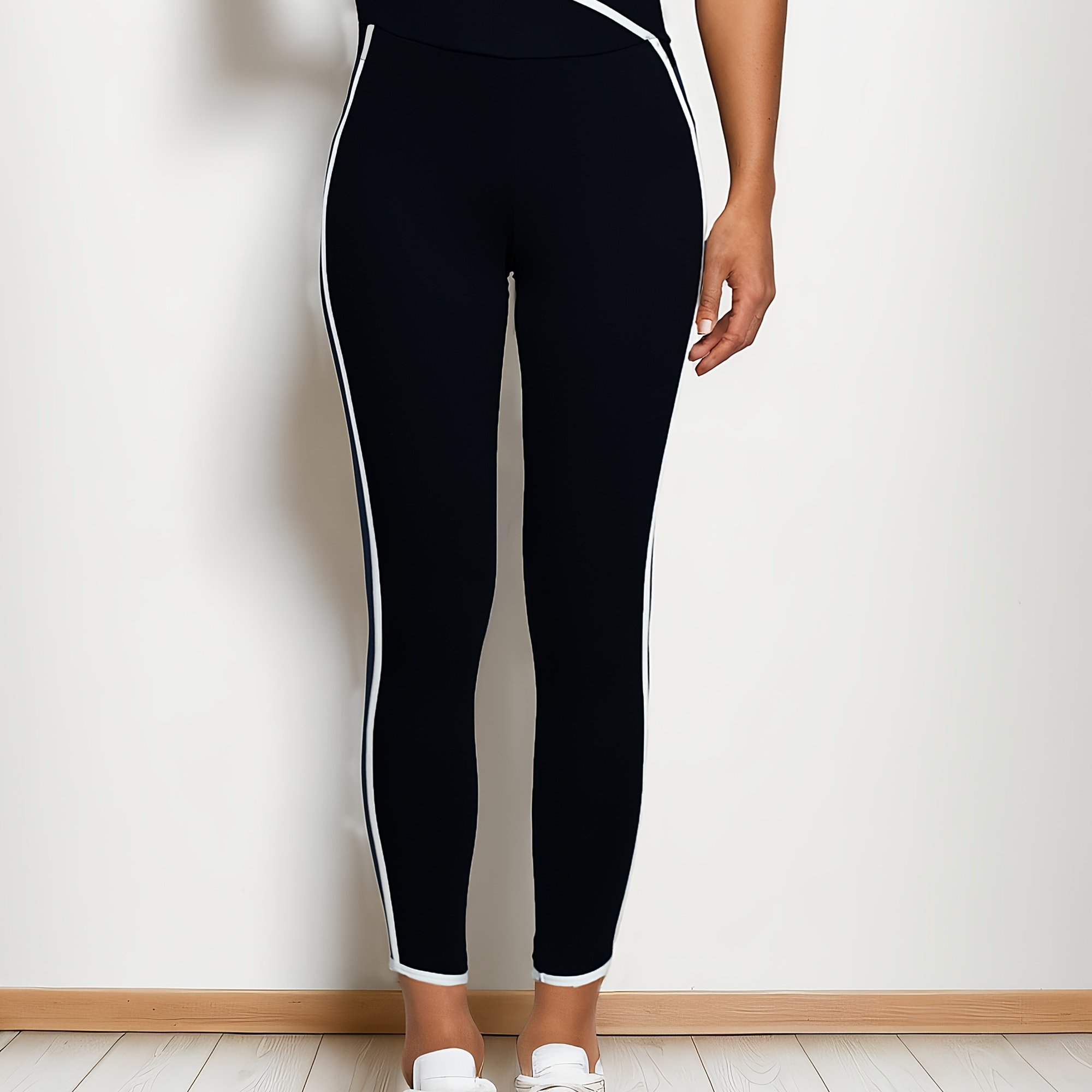 TEMU Women's Striped High-waist Yoga Pants, -lifting Leggings, Women's Sportswear, High Elasticity, Good , Single Piece. Sold As 1pc