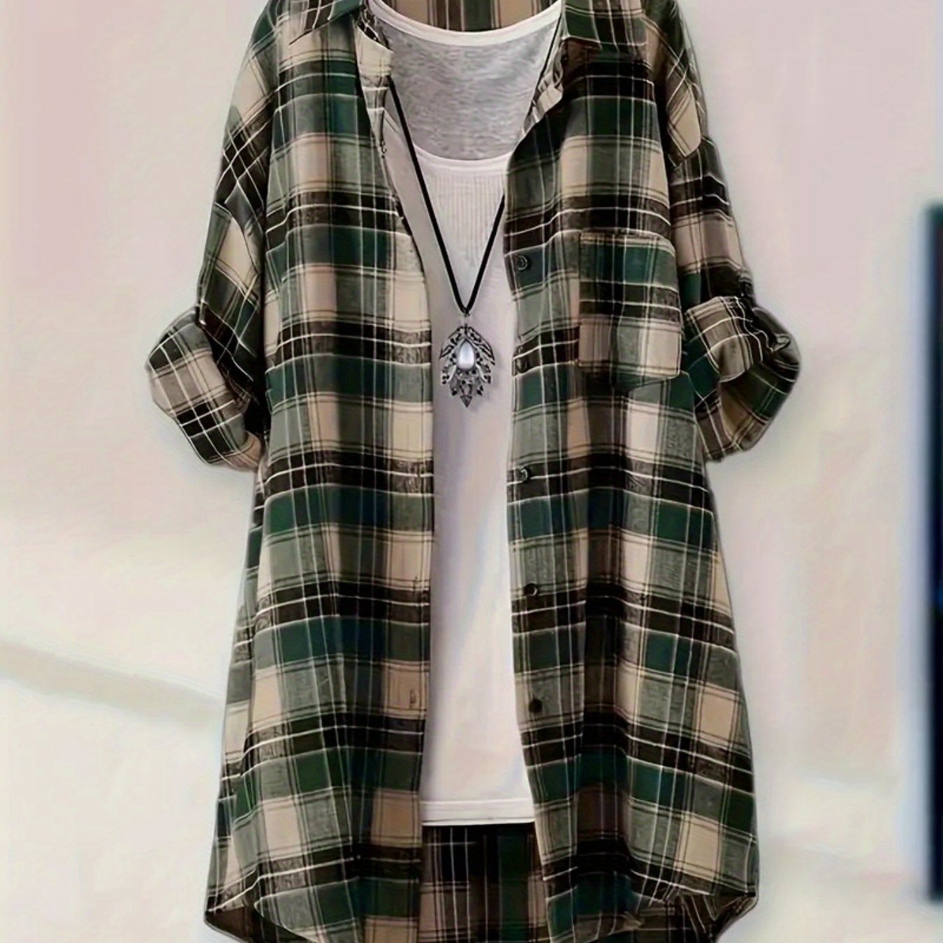 Plus Size - Plus Size - Plus Size New Women's Shirt Spring Summer Lapel Long Sleeve Straight Button-up Shirt