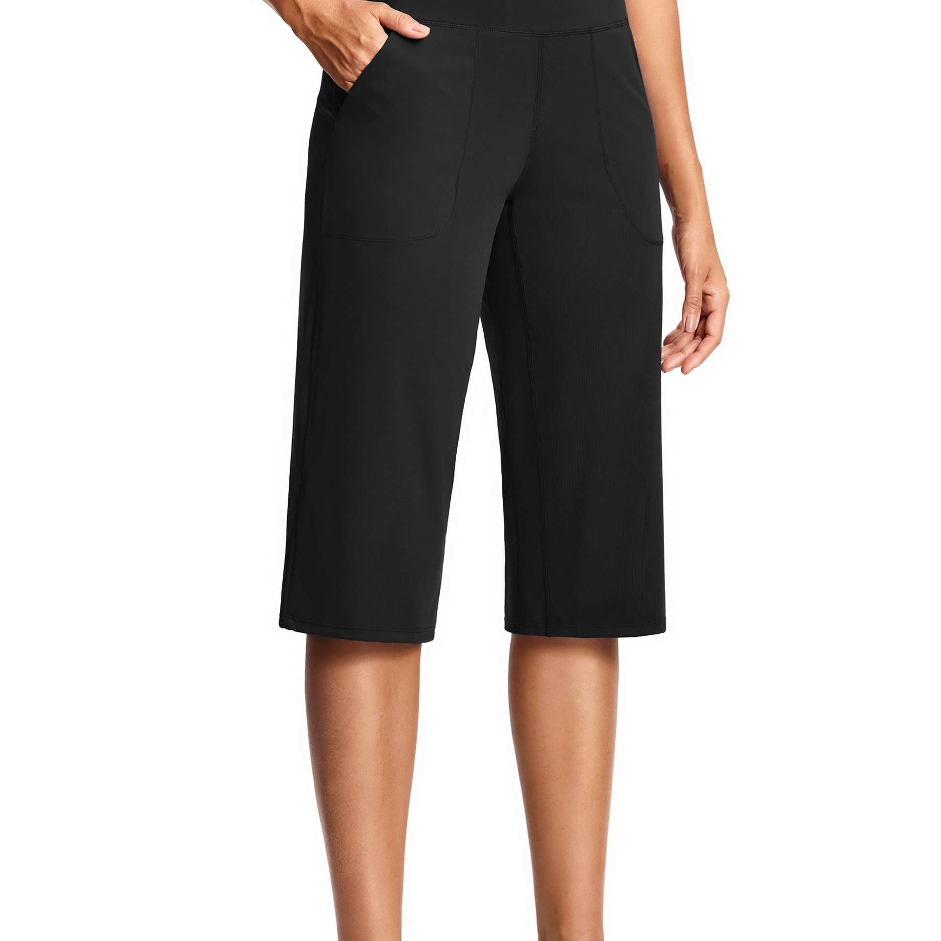 Image of 18" Women's Athletic Capri Pants High Waisted Stretchy Capris Sweatpants For Women With Pockets Workout Casual