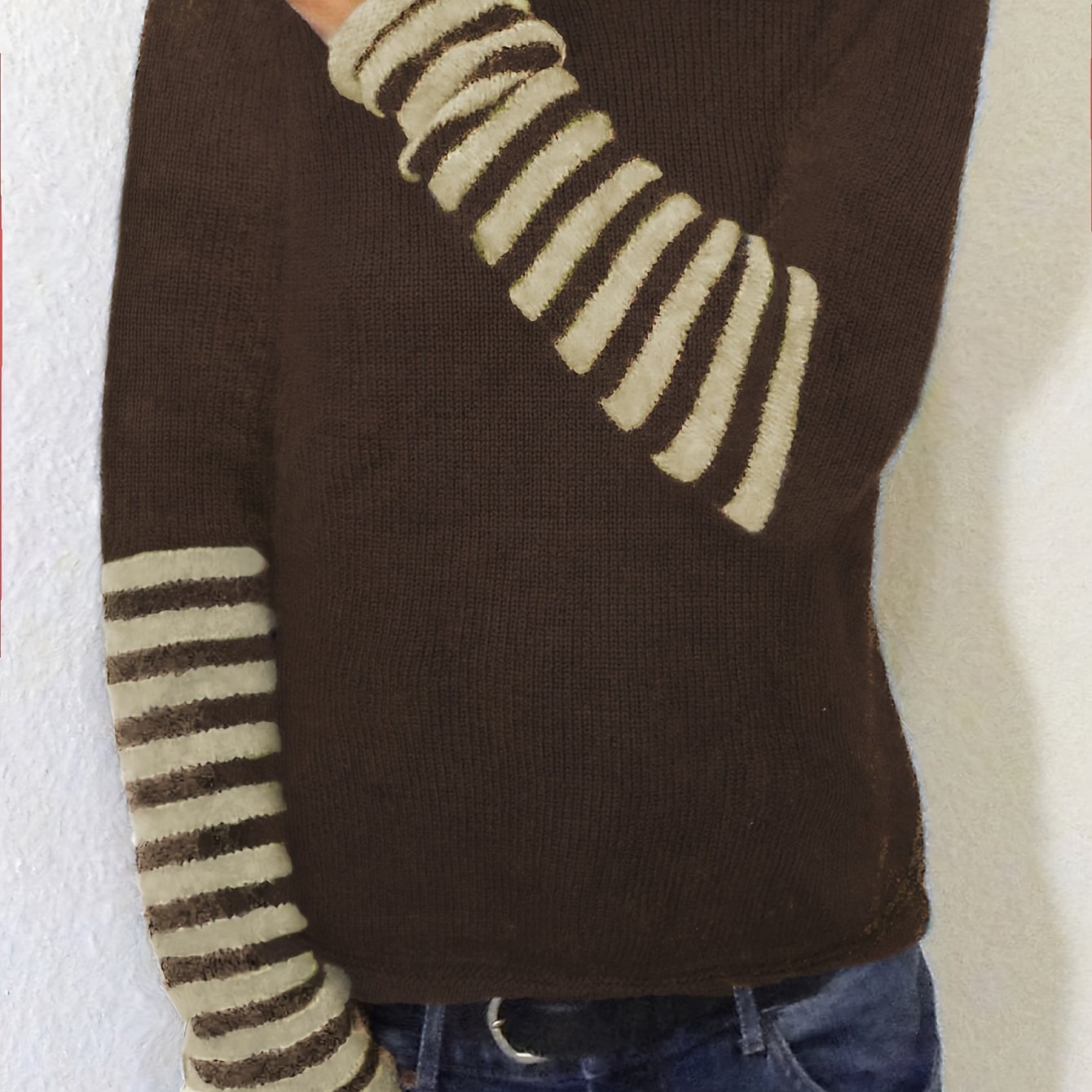 New Arrival Contrast Color Striped Women's Sweater