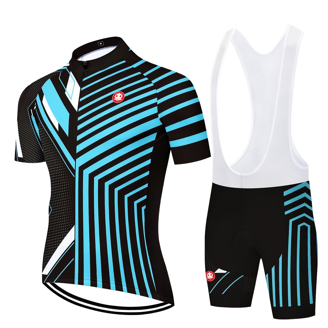 Image of Octopus Outdoor Quick-dry Striped Polka Dot Print Men's Riding Suit Summer Breathable Cycling Jersey With 3 Rear Pockets Spandex Tight Bike Shorts With 20d Padding