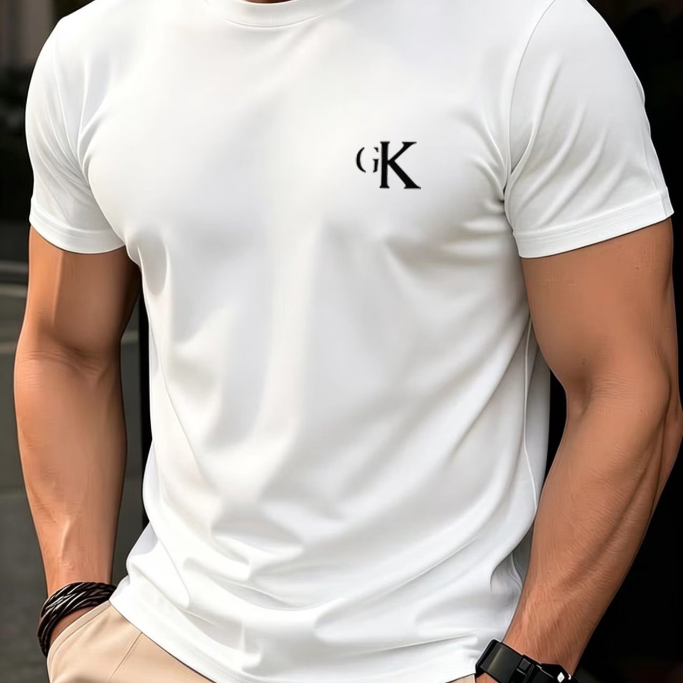 TEMU Minimalist Style Men's Letter Print Summer Breathable T-shirt, Versatile Casual Sporty Fitness Quick-