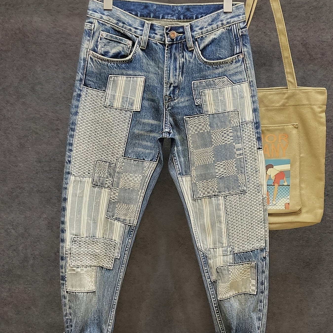 TEMU Brand Full-leg Pants With , Fashionable Denim Jeans