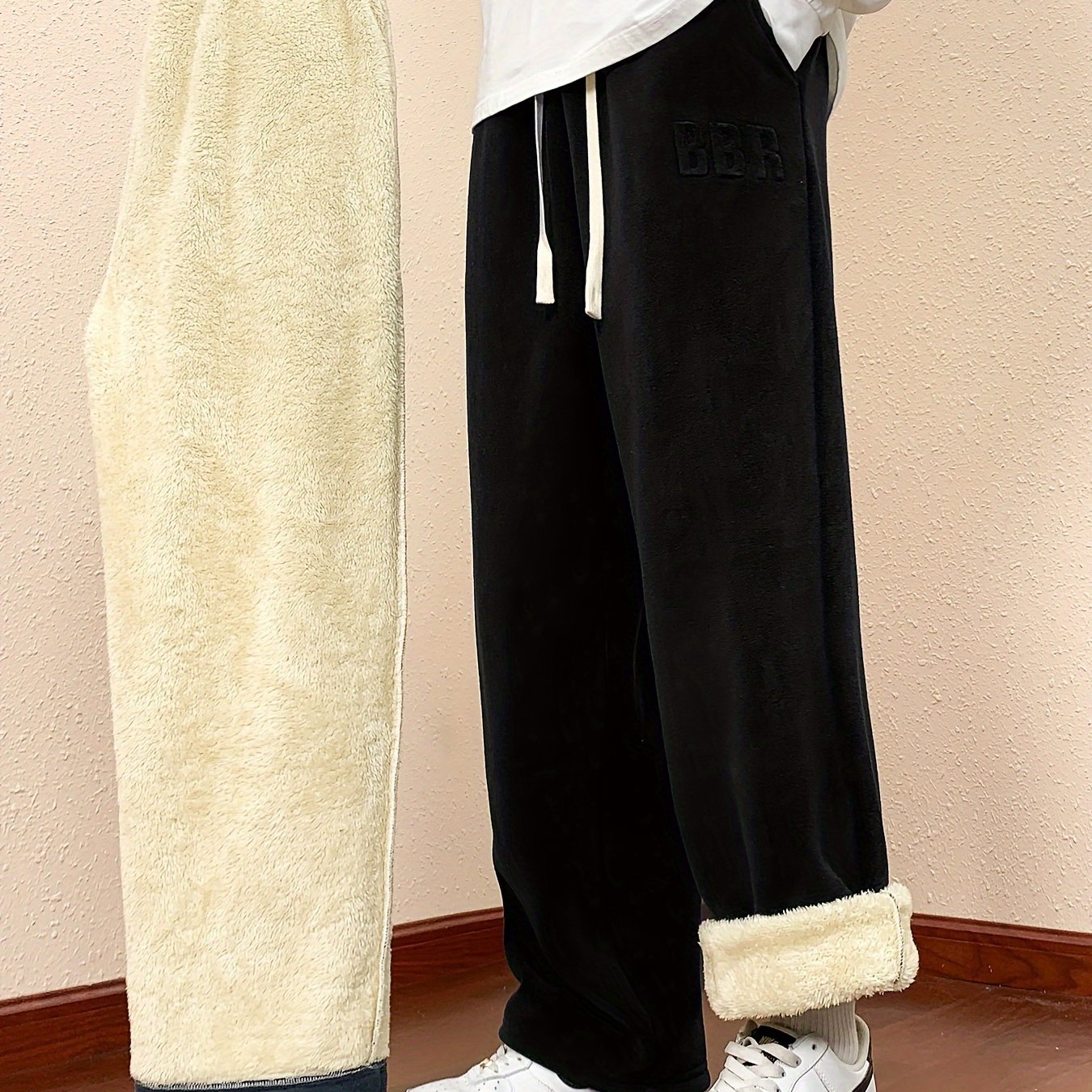 Men'-sided Casual Pants, Thickened And Lined For Autumn And Winter