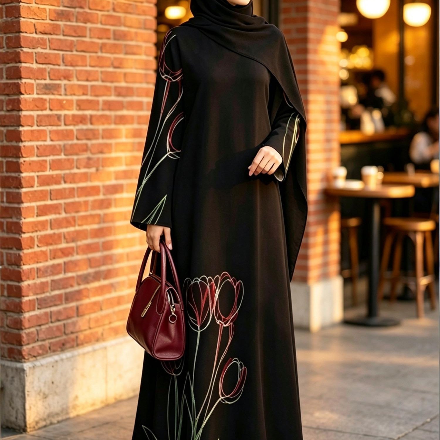 TEMU New Summer Women's Robe, Middle Eastern Traditional Cultural Attire, Traditional Ethnic Style Pattern Printed Long Sleeve Design, Casual Long