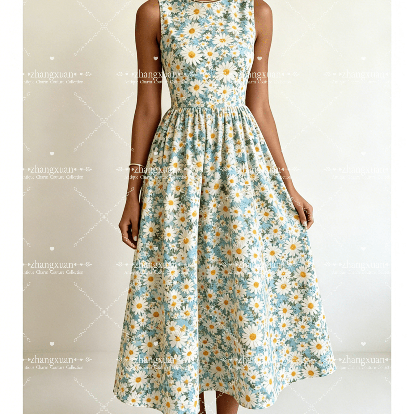 2026 Summer New Women's Sleeveless Dress, Unique High Art Print, High Waist A-line Loose Swing Skirt, Elegant And Elegant, Casual Retro Aesthetics, Suitable For Vacation - Cocktail Party - Daily Wear