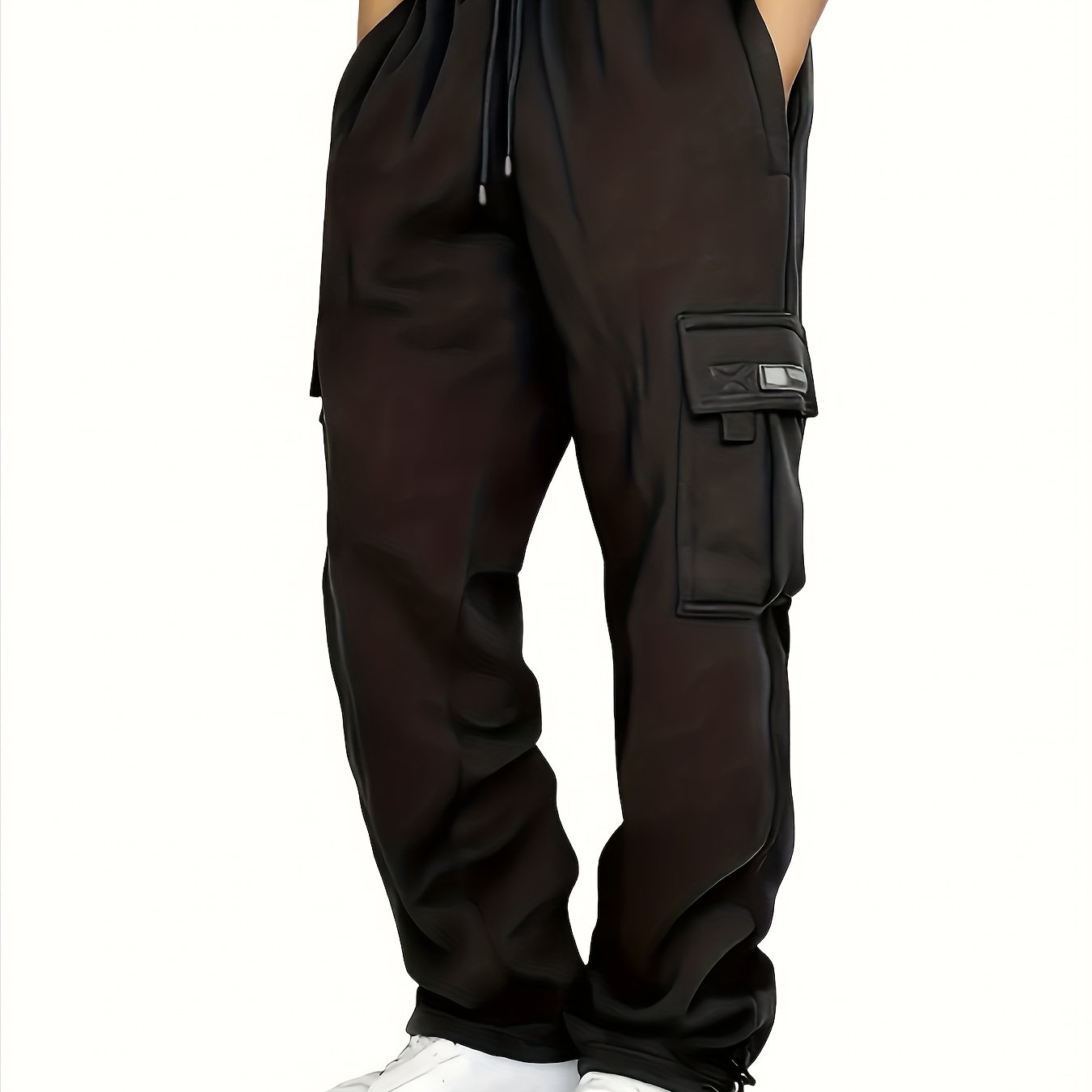 TEMU Men' Color Fleece Lining Cargo Pants, Casual Comfy Loose Fit Warm Outdoor Trousers For Autumn And Winter As Gift