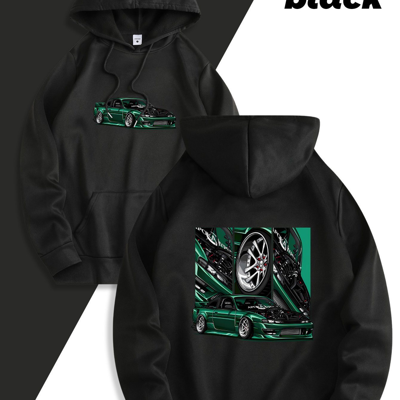 TEMU New Year Hooded Sweatshirt, Casual Hoodie With Car Prints, A Great Gift For Year, Suitable For And