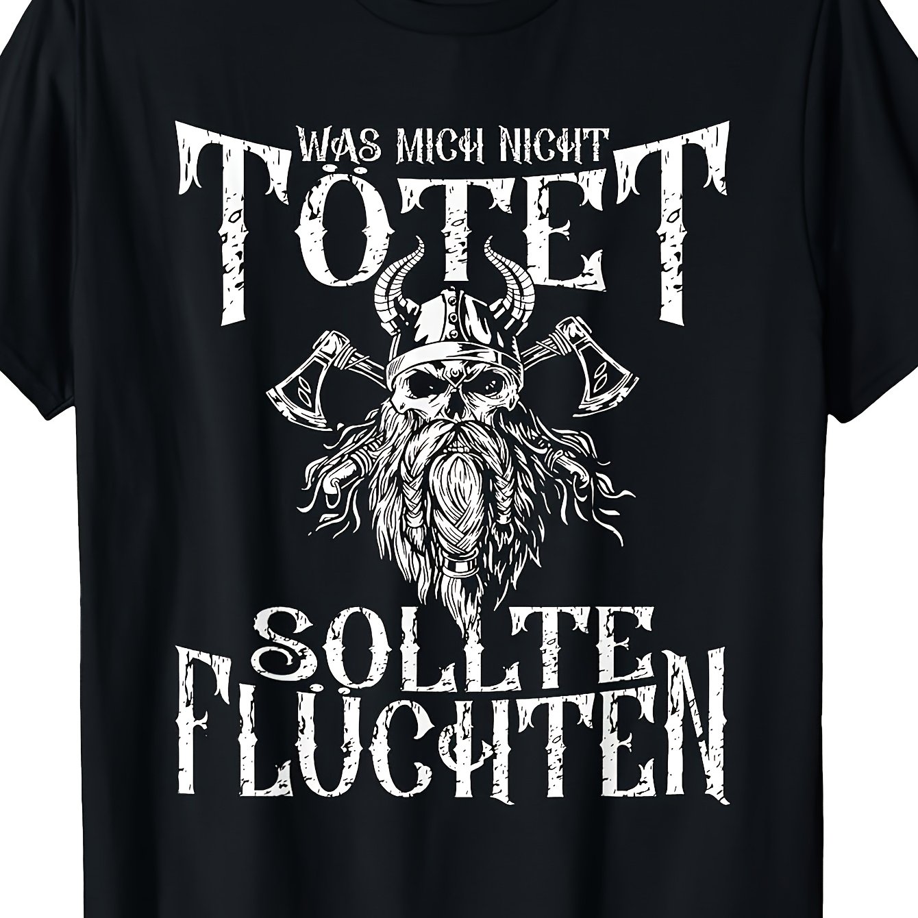 Viking T-shirt With German Text Was Mich Nicht Ttsoll Soll [ Was Tt, Black, S], Plus Size
